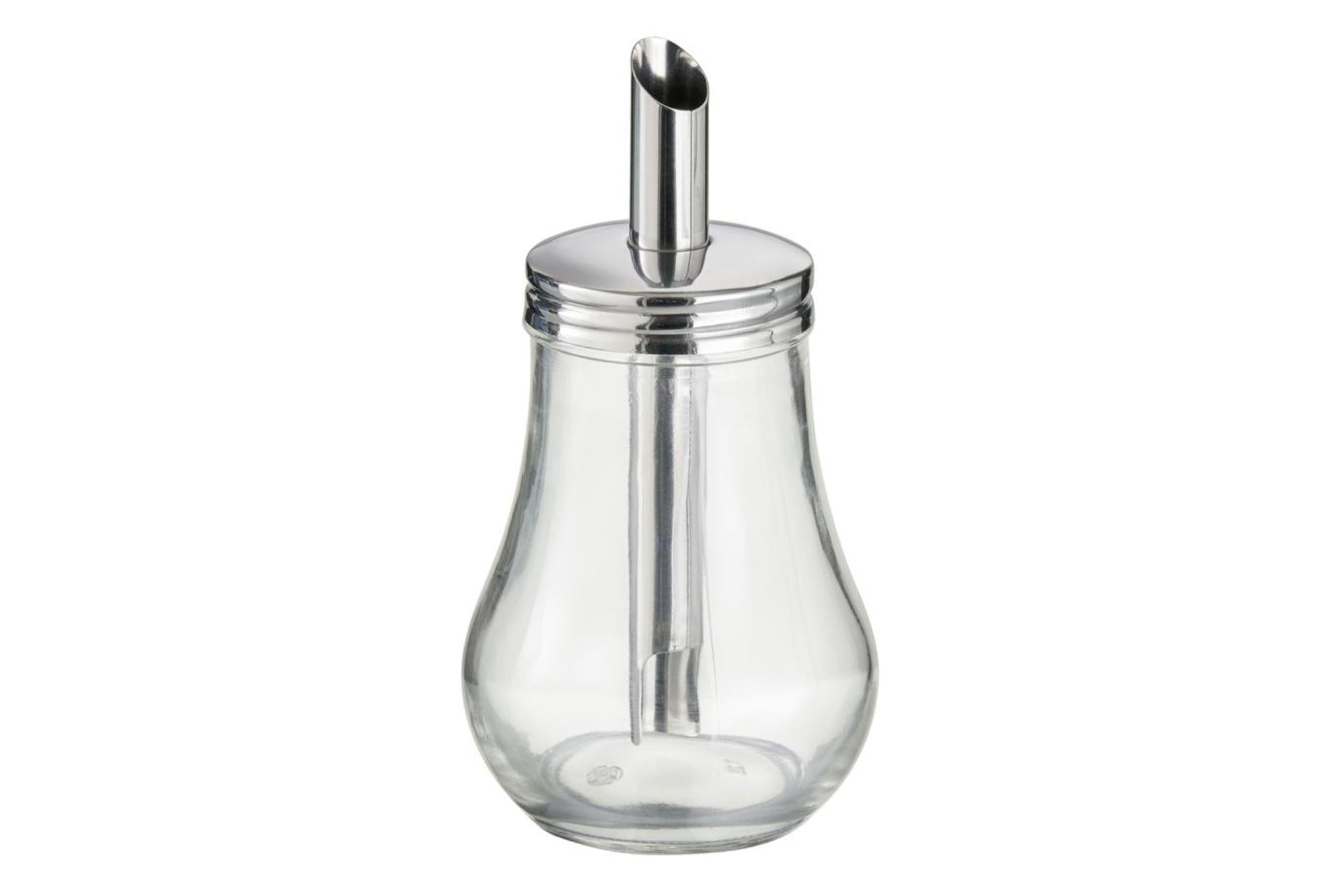 APS Dosazucchero Rotondo 250 ml - Ø8.4 cm H.15.5 cm In Vetro e Acciaio Inox