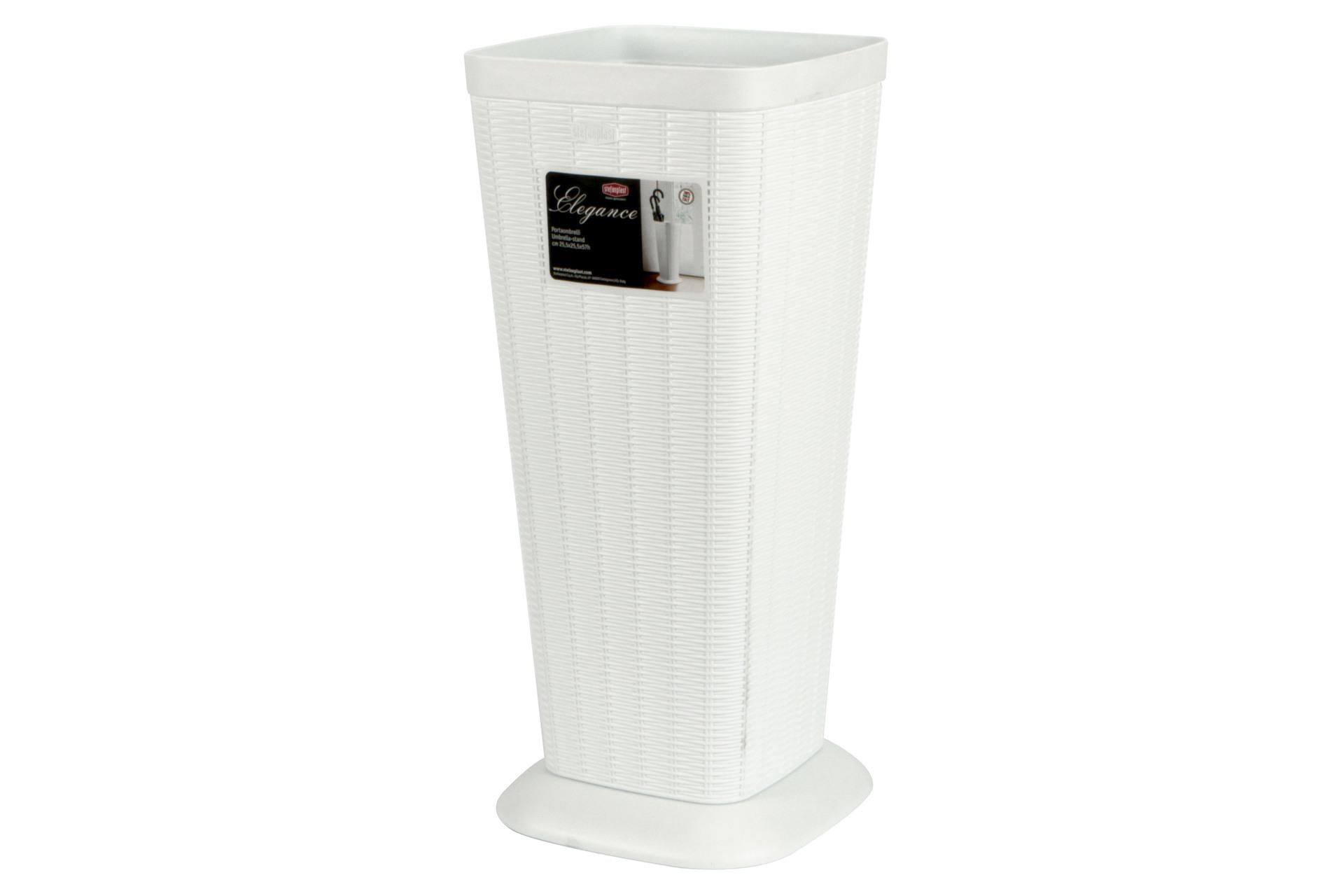 Stefanplast Elegance Portaombrelli Bianco H.57 cm - 25 x 25 cm In Finitura Midollino