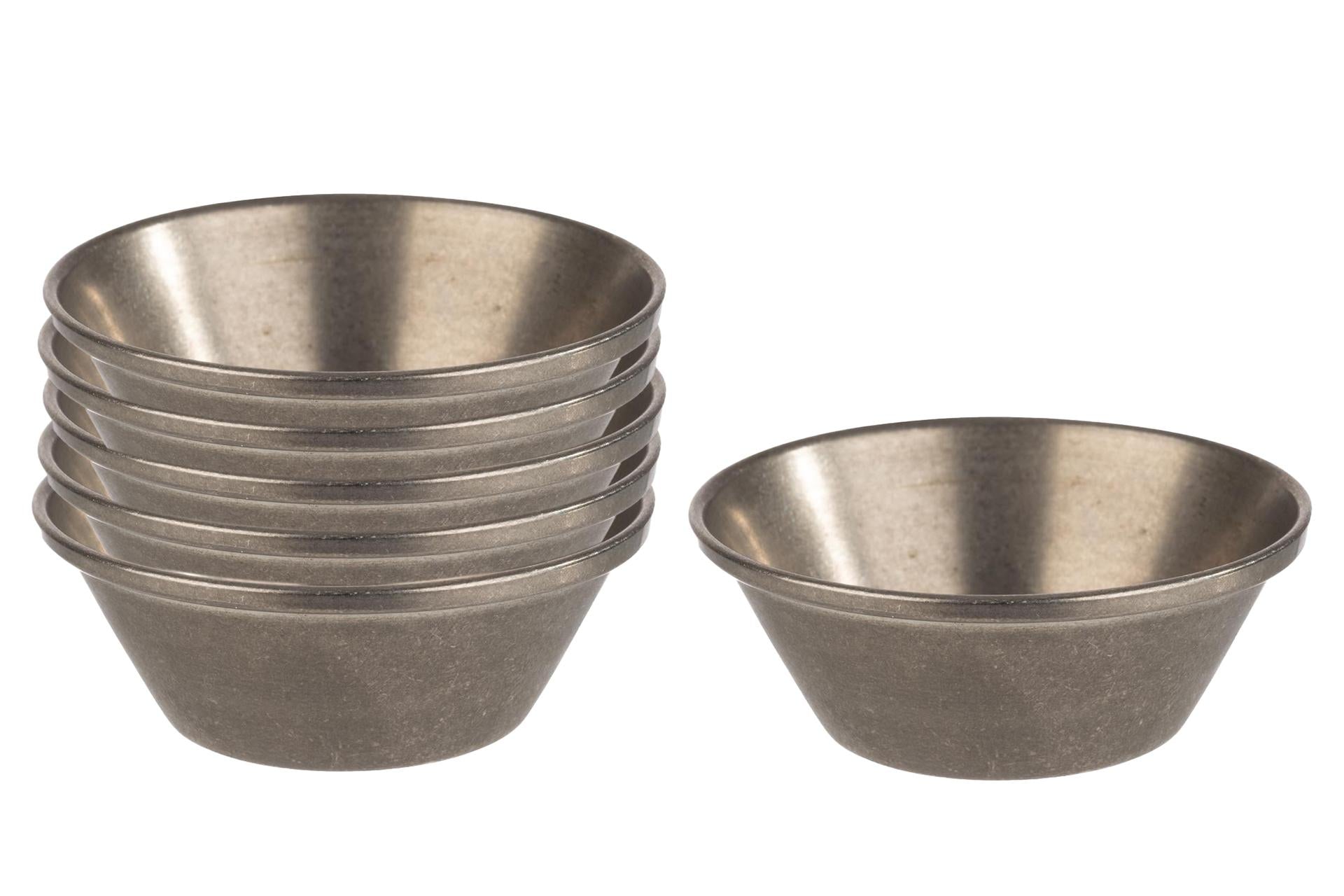 APS Set 6 Coppette Dip Bowls Ø6 cm - H.2.5 cm In Acciaio Effetto Anticato - Set 6 Pz