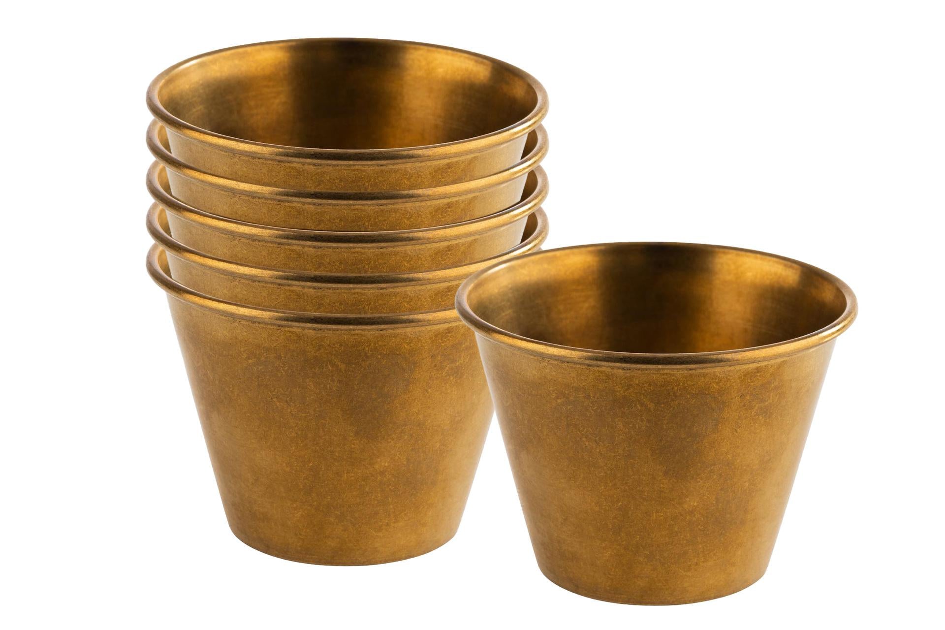 APS Set 6 Coppette Dip Bowls Ø6 cm - H.4.5 cm In Acciaio Effetto Oro - Set 6 Pz