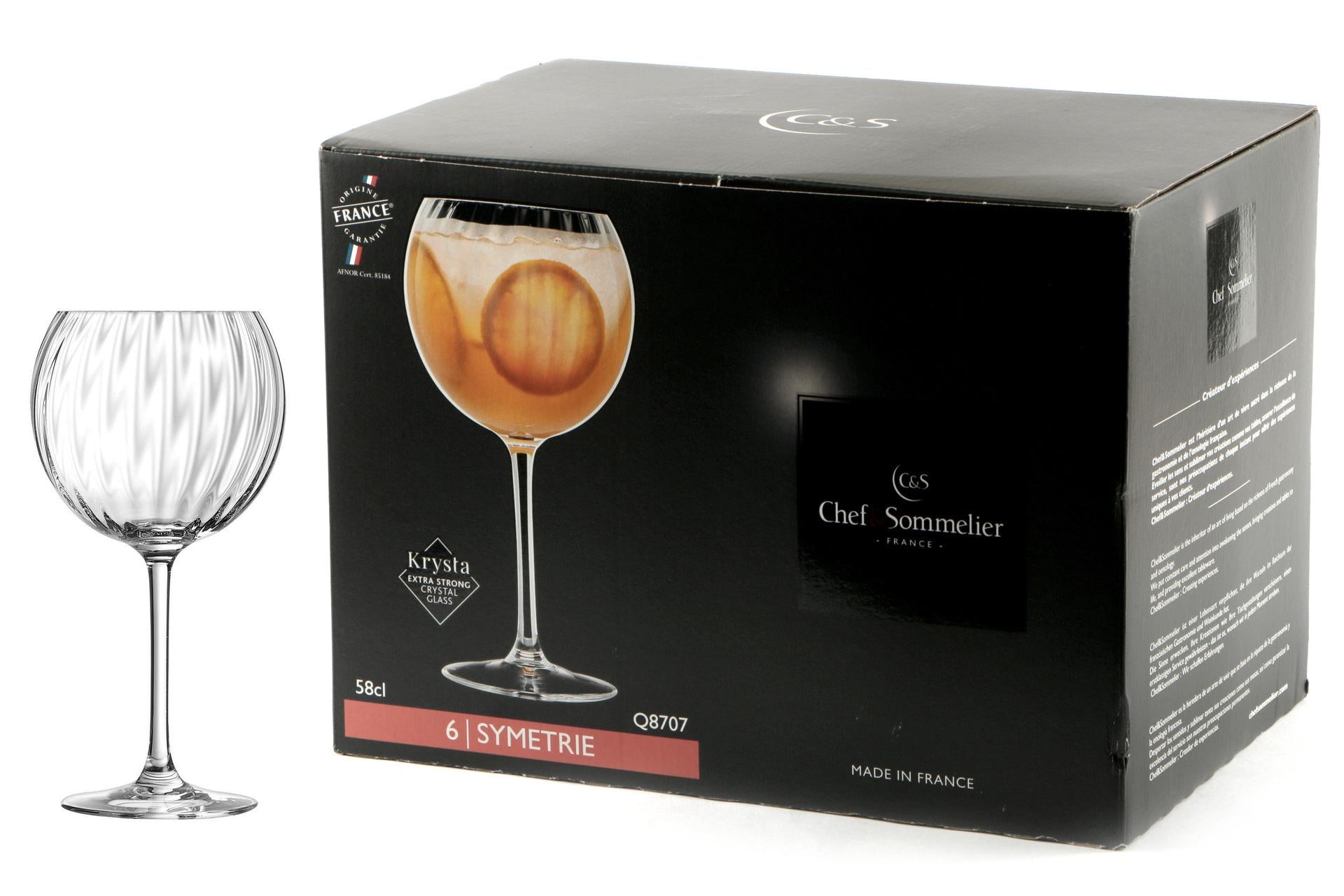 Arcoroc Symetrie Calice Gin 58 cl - H 20,9 cm In Vetro Con Linee Verticali - Set 6 Pz