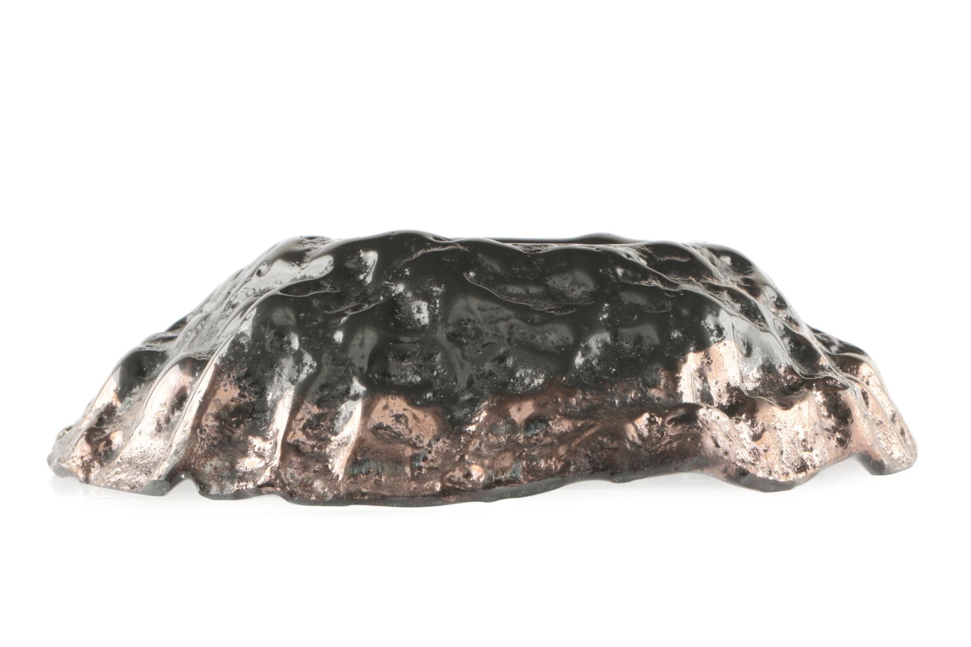 Import Tavola Professional Kratere Piatto Ø22 cm - H.5.5 cm Nero e Rame In Vetro Soffiato Dipinto a Mano Made in Italy - Set 6 Pz