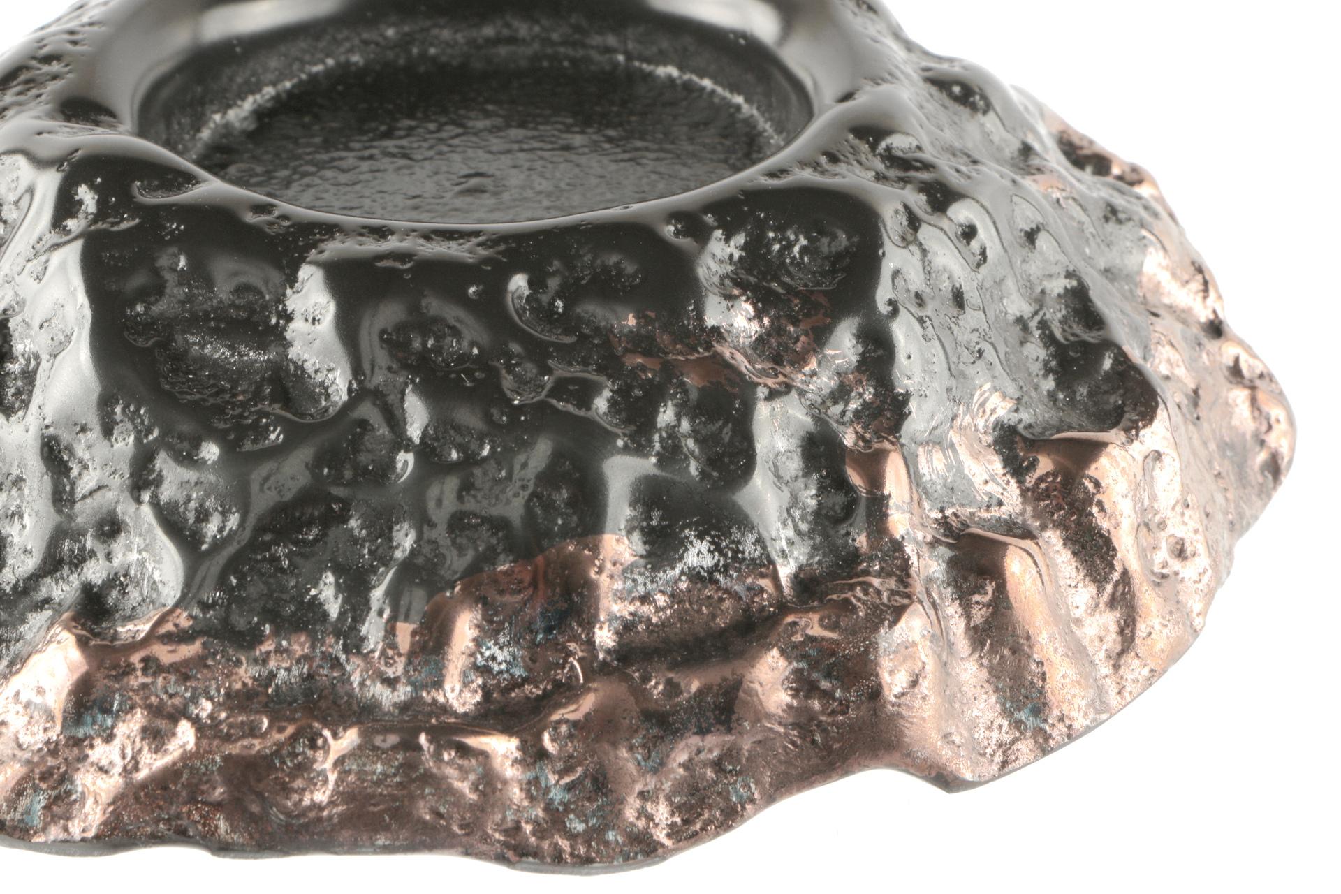 Import Tavola Professional Kratere Piatto Ø22 cm - H.5.5 cm Nero e Rame In Vetro Soffiato Dipinto a Mano Made in Italy - Set 6 Pz 3