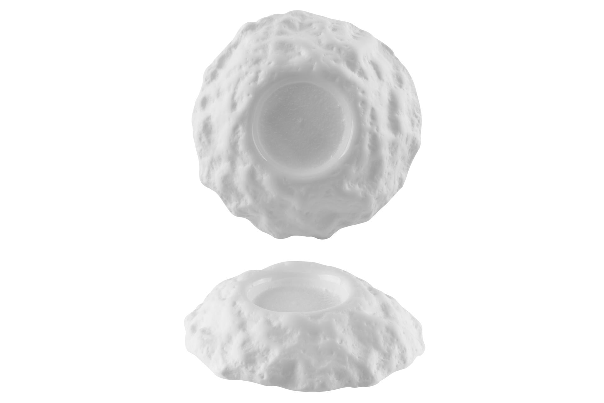 Import Tavola Professional Kratere Piatto Ø22 cm - H.5.5 cm Bianco Matt Interno Lucido In Vetro Soffiato Made in Italy - Set 6 Pz