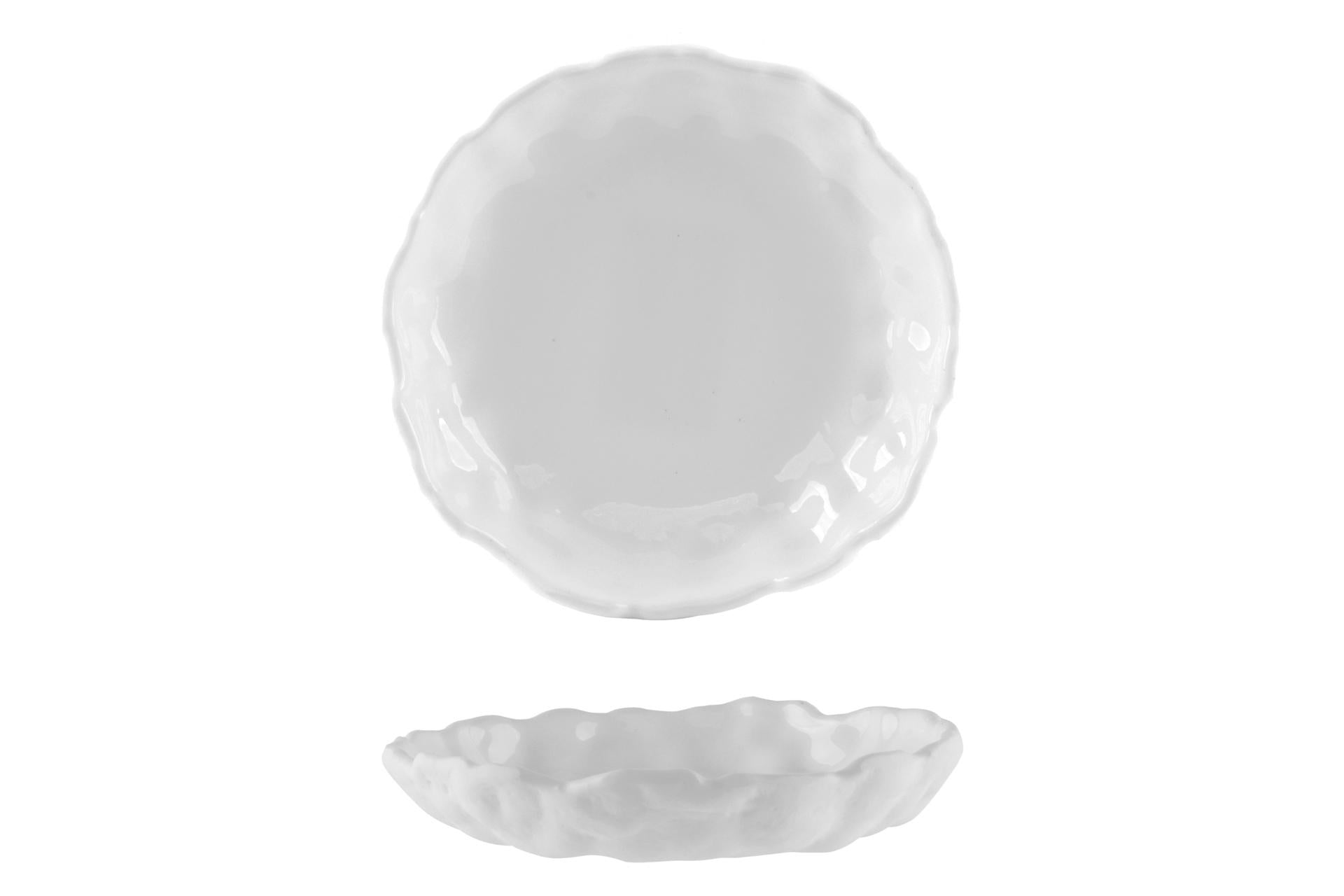 Import Tavola Professional Magma Piattino Ø14.5 cm - H.3 cm Bianco Matt Interno Lucido In Vetro Soffiato Made in Italy - Set 6 Pz