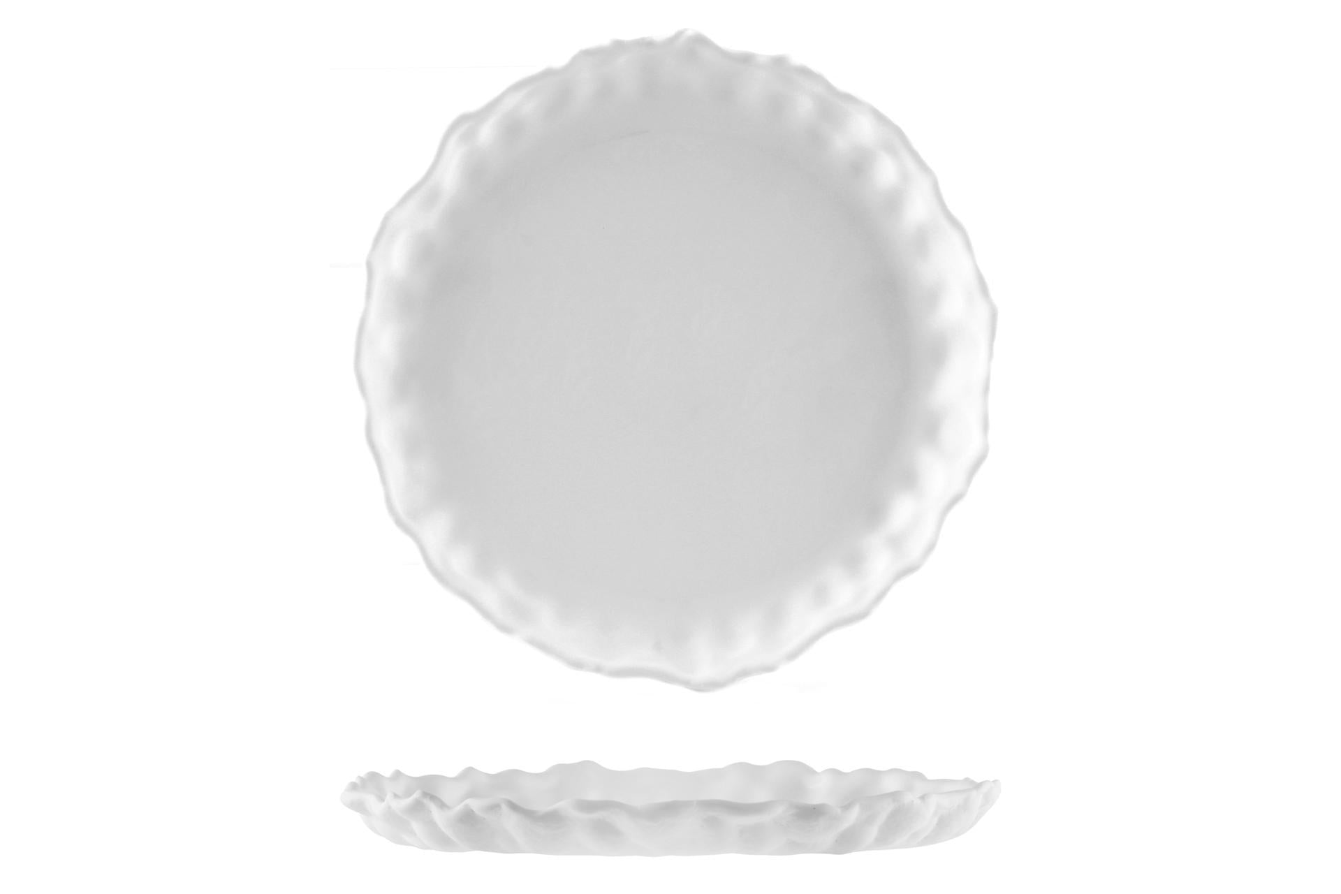 Import Tavola Professional Magma Piatto Ø30 cm - H4.5 cm Bianco Matt Interno Lucido In Vetro Soffiato e Dipinto a Mano - Set 4 Pz