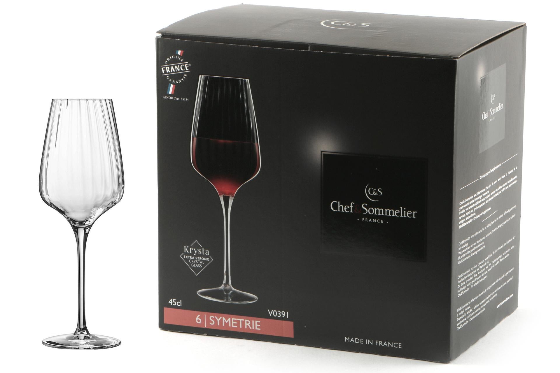 Arcoroc Symetrie Calice Vino Cl 45 H 25 - Linea Con Effetto Ottico Ipnotico - Set 6 Pz