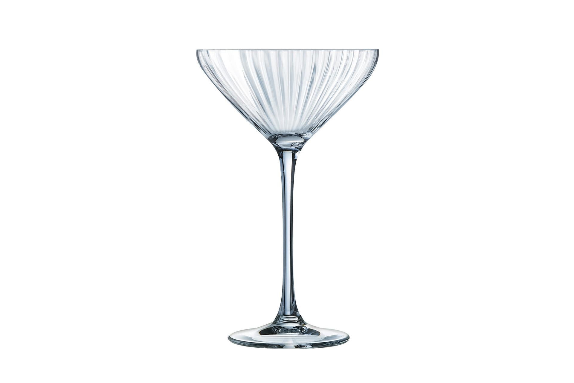 Arcoroc Symetrie Calice Martini 21 cl - H.17.9 cm In Vetro Con Linee Verticali - Set 6 Pz