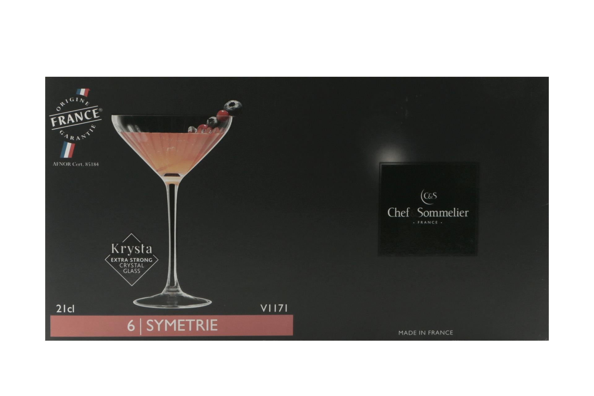 Arcoroc Symetrie Calice Martini 21 cl - H.17.9 cm In Vetro Con Linee Verticali - Set 6 Pz 4