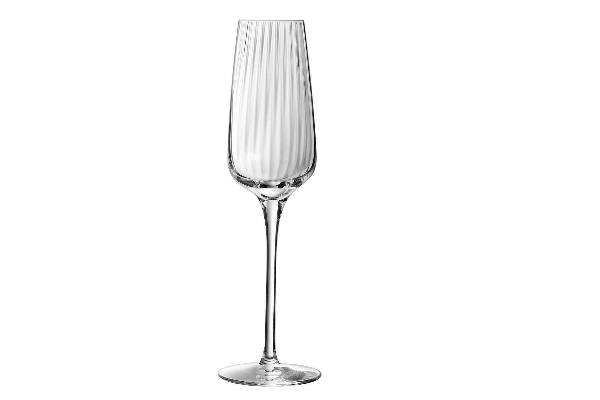 Arcoroc Symetrie Calice Flute 21 cl - H 24 cm Ø6.5 cm Con Linee Verticali - Set 6 Pz