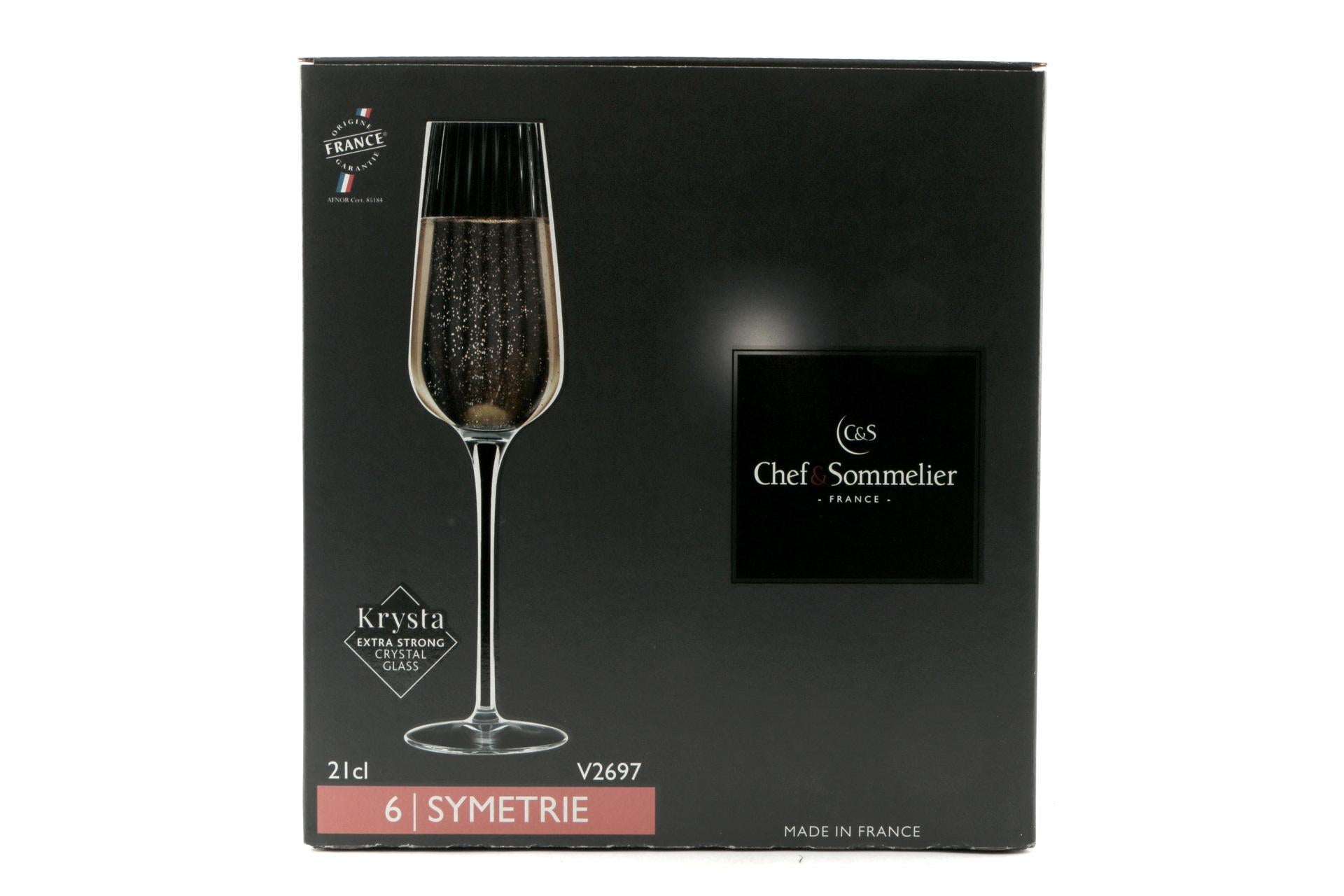 Arcoroc Symetrie Calice Flute 21 cl - H 24 cm Ø6.5 cm Con Linee Verticali - Set 6 Pz 4