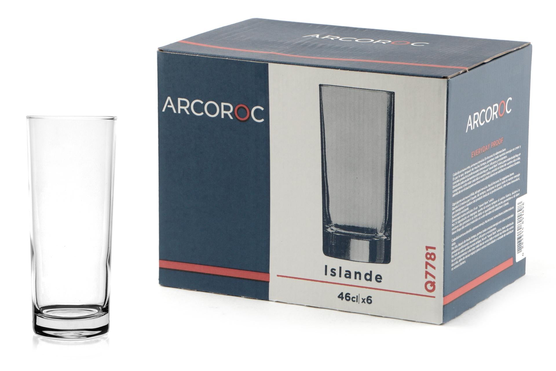 Arcoroc Islande New Bicchiere 46 cl - H.15.8 cm Ø7.4 cm In Vetro Extra Trasparente Per Cocktail e Long Drinks - Set 6 Pz 3