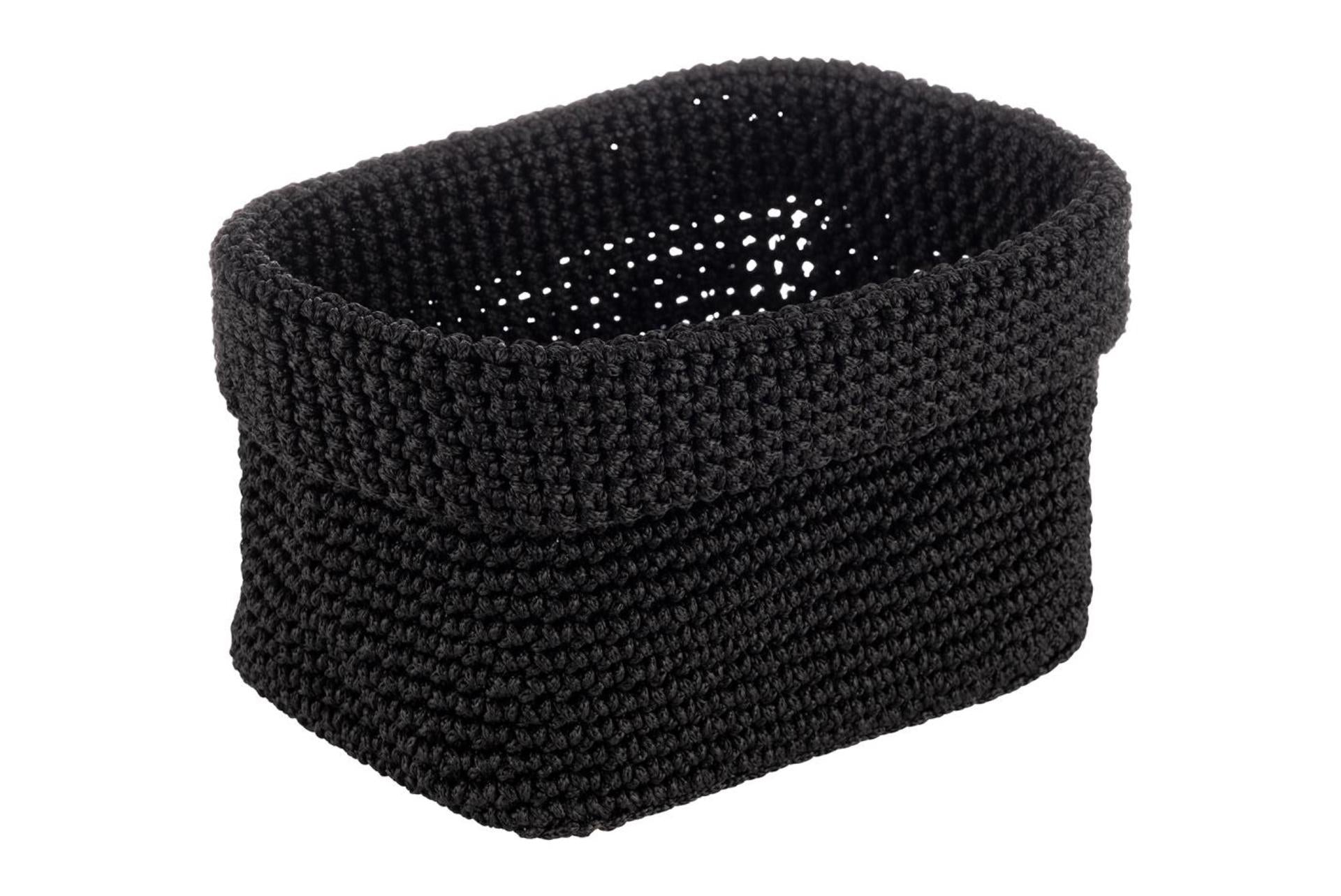 APS Cestino Pane Uncinetto Nero - 20 x 13.5 x H10 cm In Poliestere