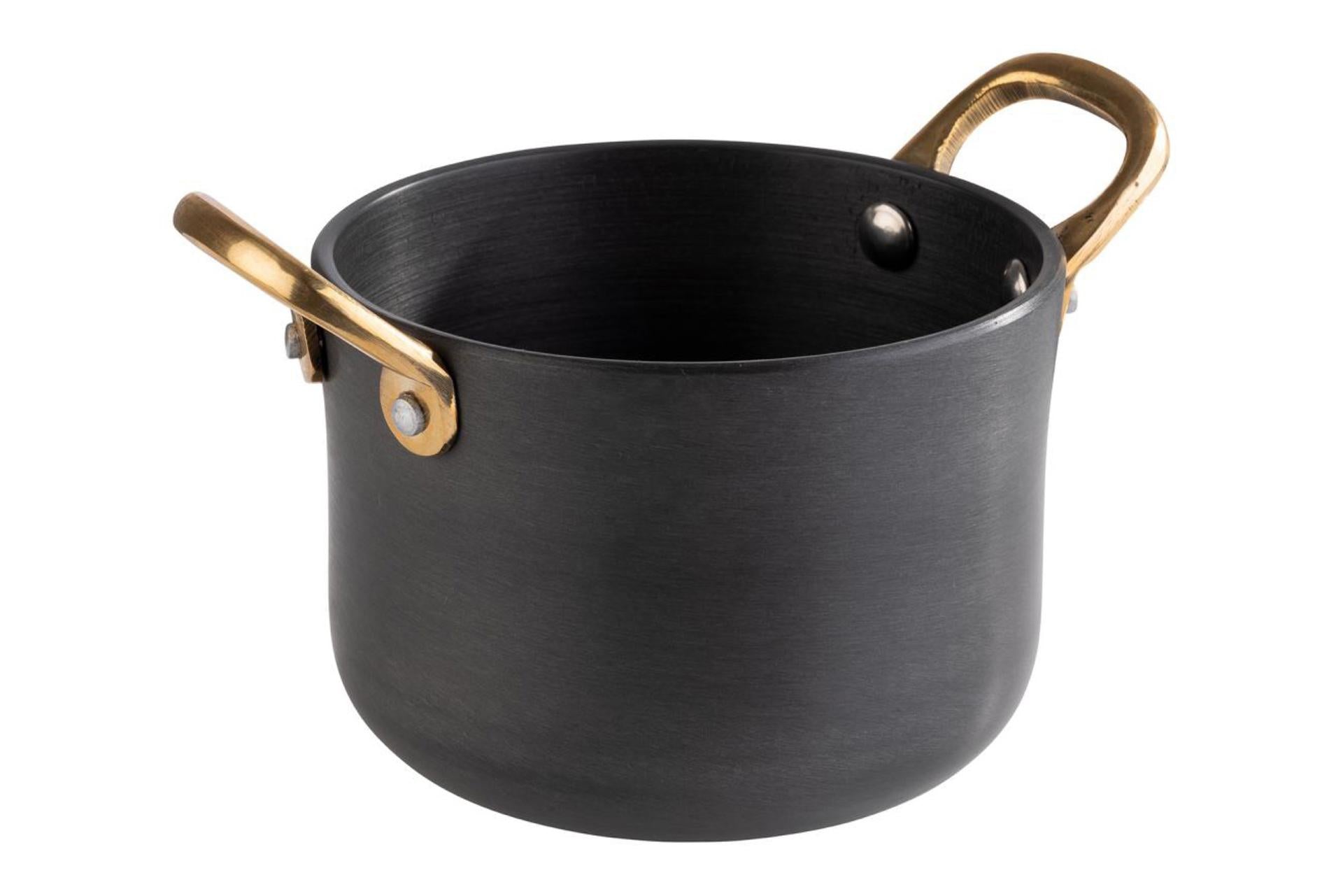 APS Mini Pentolina da Servizio Ø11.5 cm - H8 cm In Alluminio Nero Antracite 0.6 L
