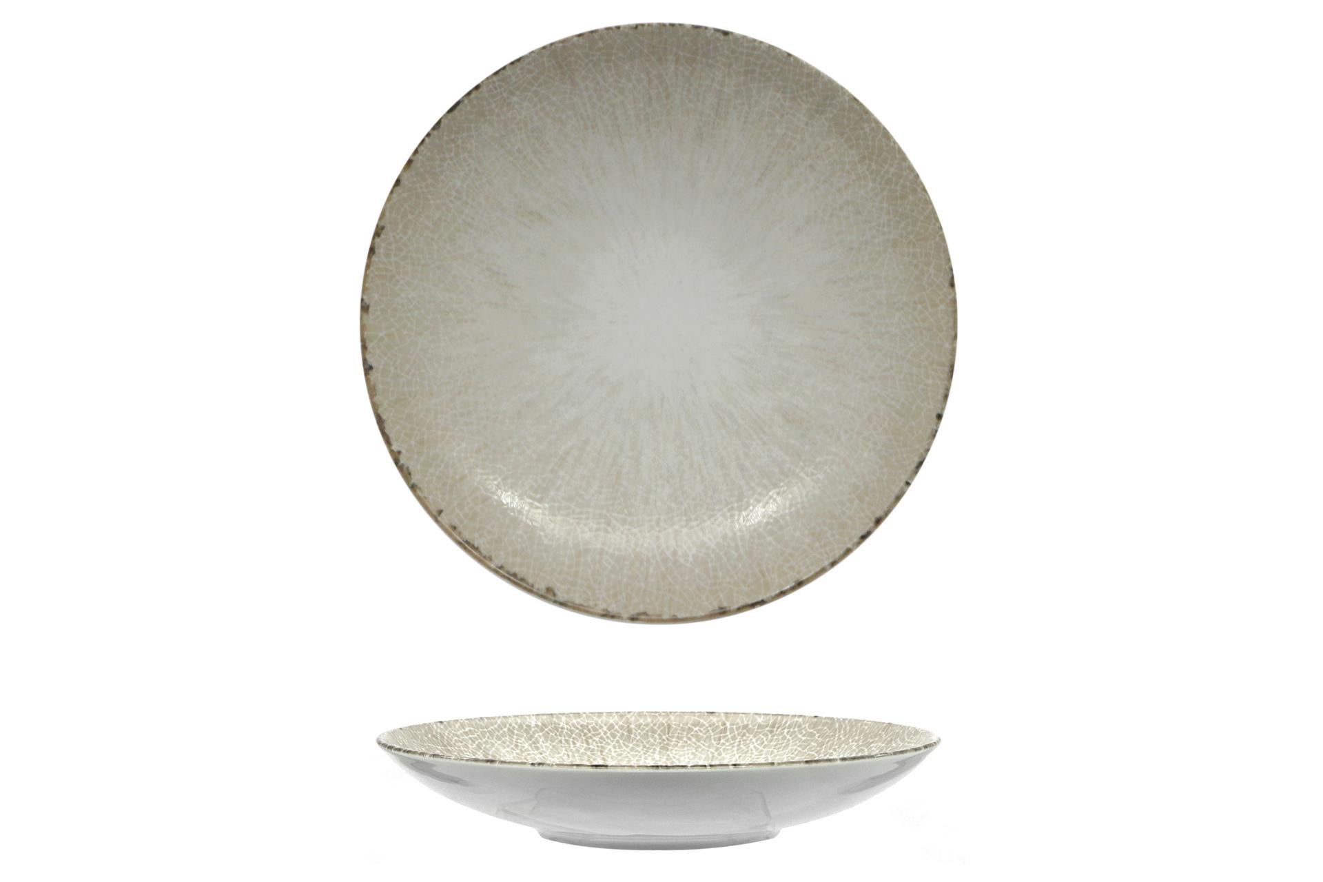 Lubiana Irys Brown Piatto Fondo Coupe Ø21.5 cm In Porcellana Forma Vanilla - Set 6 Pz