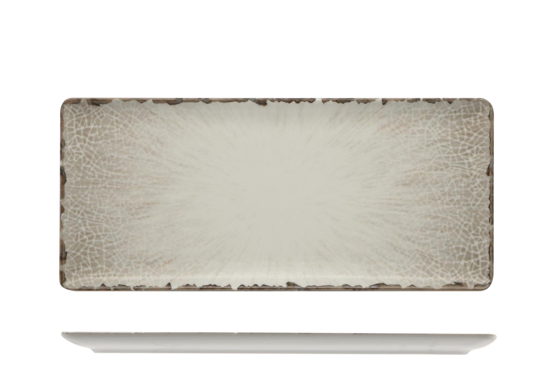 Lubiana Irys Brown Piatto Rettangolare 29x13 cm In Porcellana S. Marino - Set 6 Pz