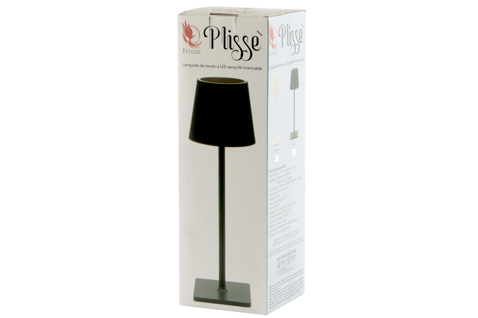 Import Tavola Professional Plissé Lampada da Tavolo LED Ricaricabile Nera H.34 cm - Luce Dimmerabile IP54 per Interni ed Esterni 3