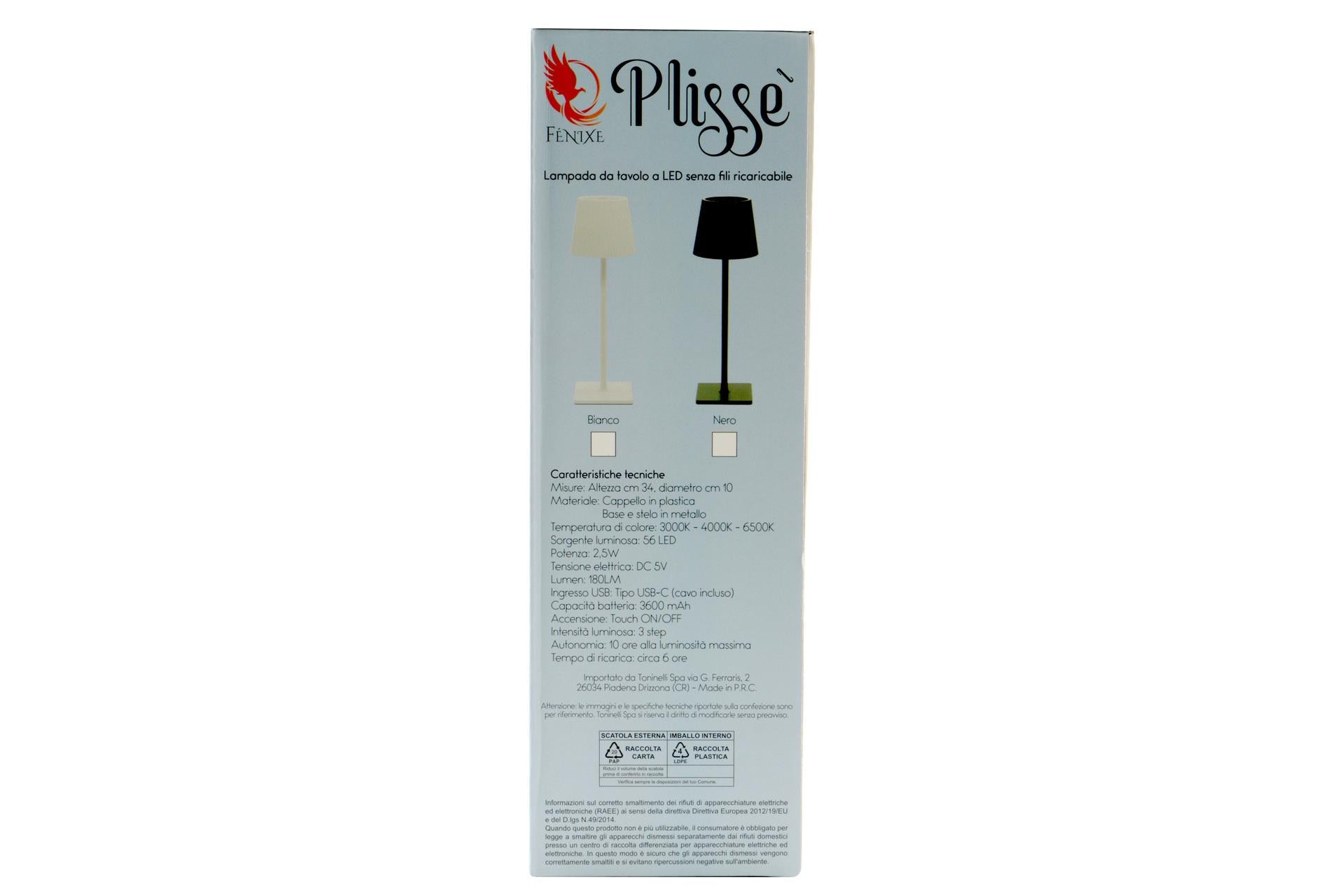Import Tavola Professional Plissé Lampada da Tavolo LED Ricaricabile Nera H.34 cm - Luce Dimmerabile IP54 per Interni ed Esterni 5