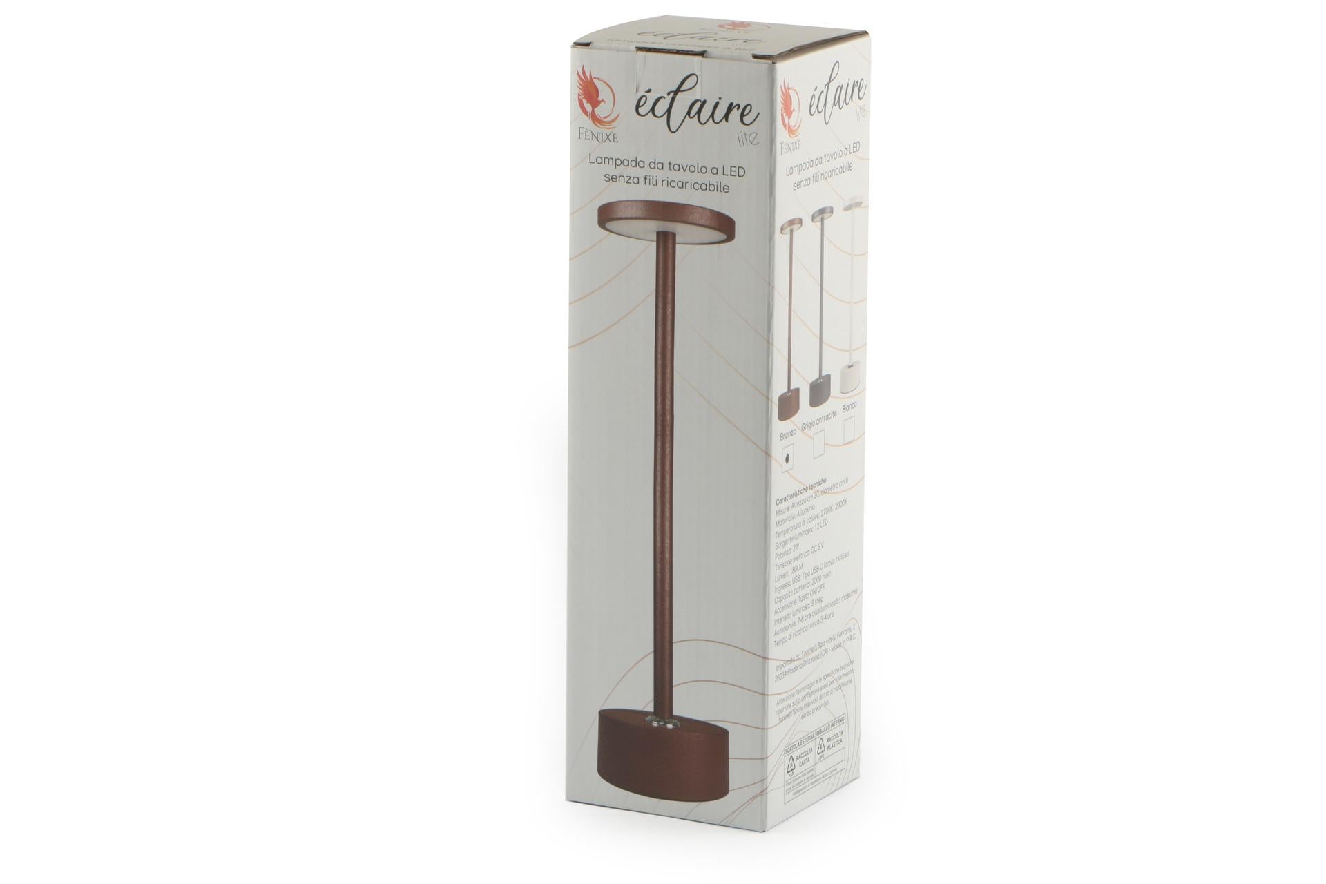 Import Tavola Professional Eclaire Lite Lampada da Tavolo LED Bianca H.30 cm - Ricaricabile In Alluminio Verniciato e Policarbonato, Intensità Regolabile, Uso Interno/Esterno IP54 3
