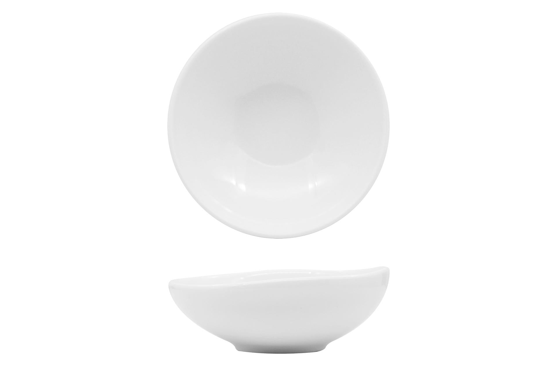 Selecta Coppetta Gourmet Ø12.1 cm Bianca In Porcellana - Linea Prestigiosa Dalle Forme Onde e Sinuose - Set 6 Pz