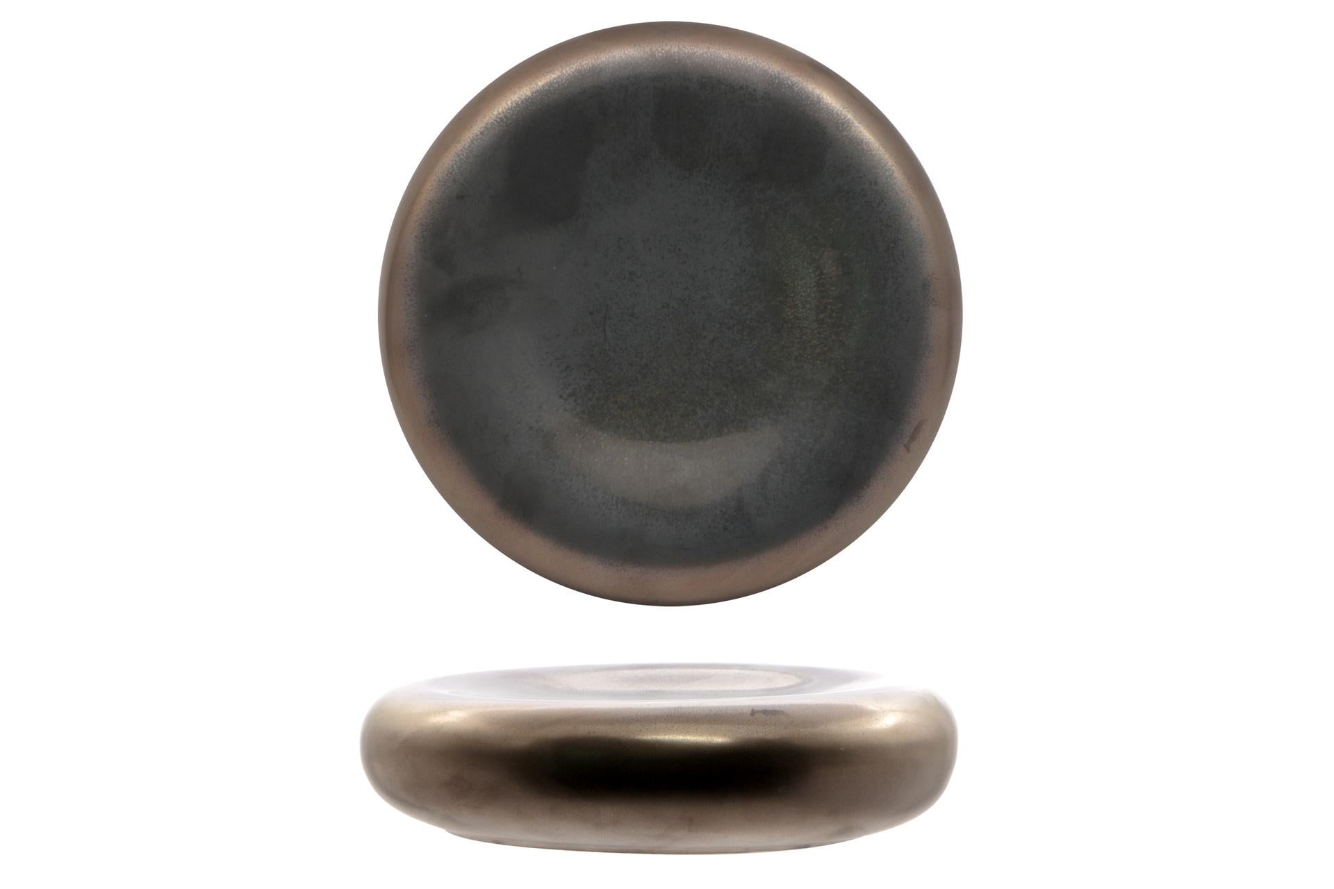 Import Tavola Professional Oxide Piatto Alto Tondo Ø23 cm - H.5.3 cm In Porcellana Con Finitura Reattiva Bronzo - Set 2 Pz