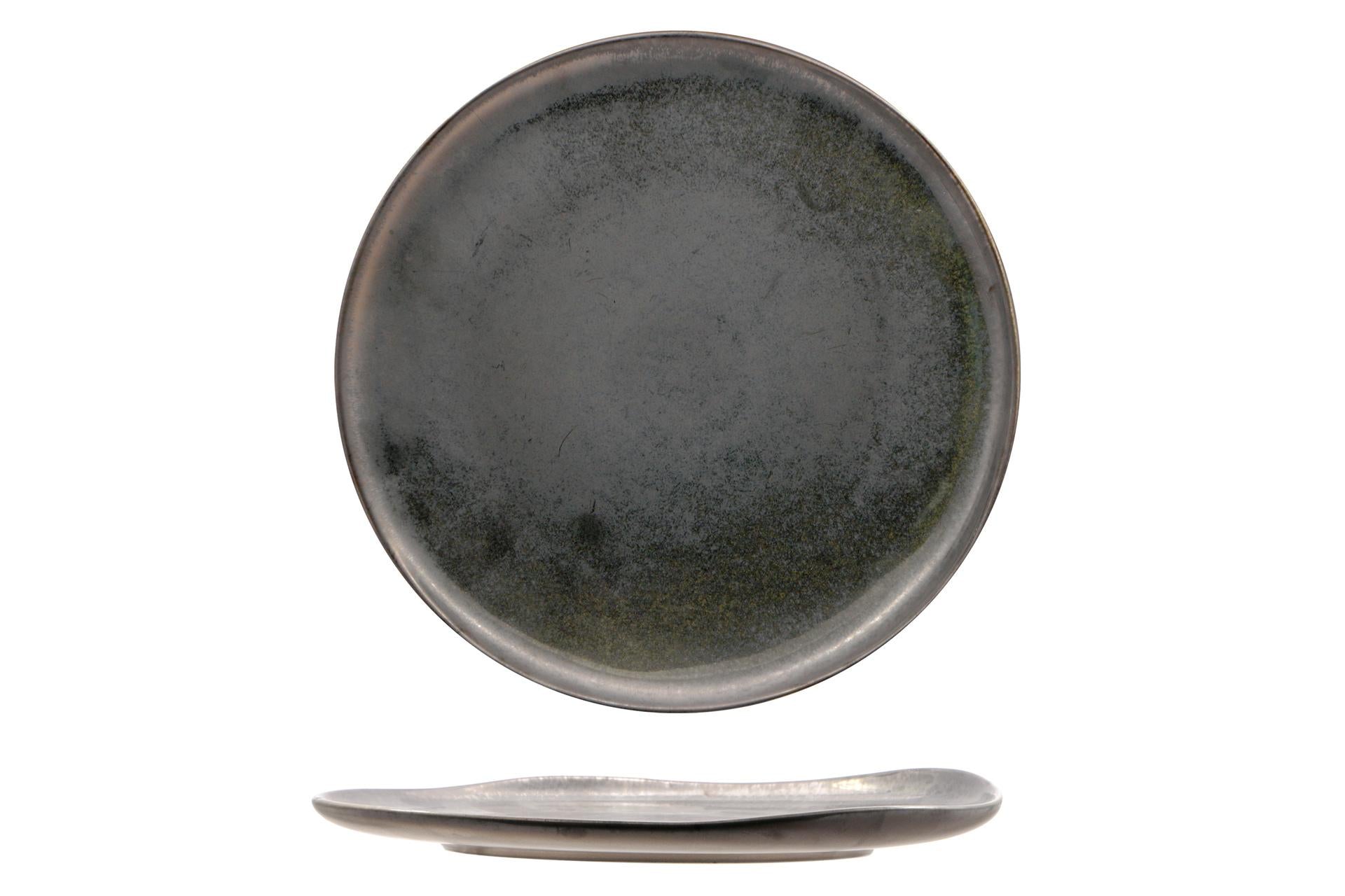 Import Tavola Professional Oxide Piatto Piano Ø27 cm In Porcellana Con Finitura Reattiva Bronzo - Set 4 Pz