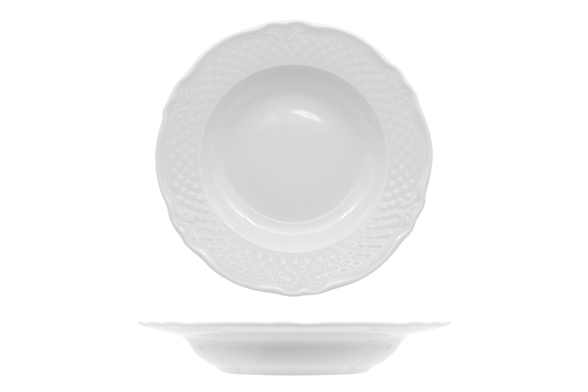 Saturnia Malaga Piatto Fondo Ø23 cm In Porcellana Bianco - Set 12 Pz