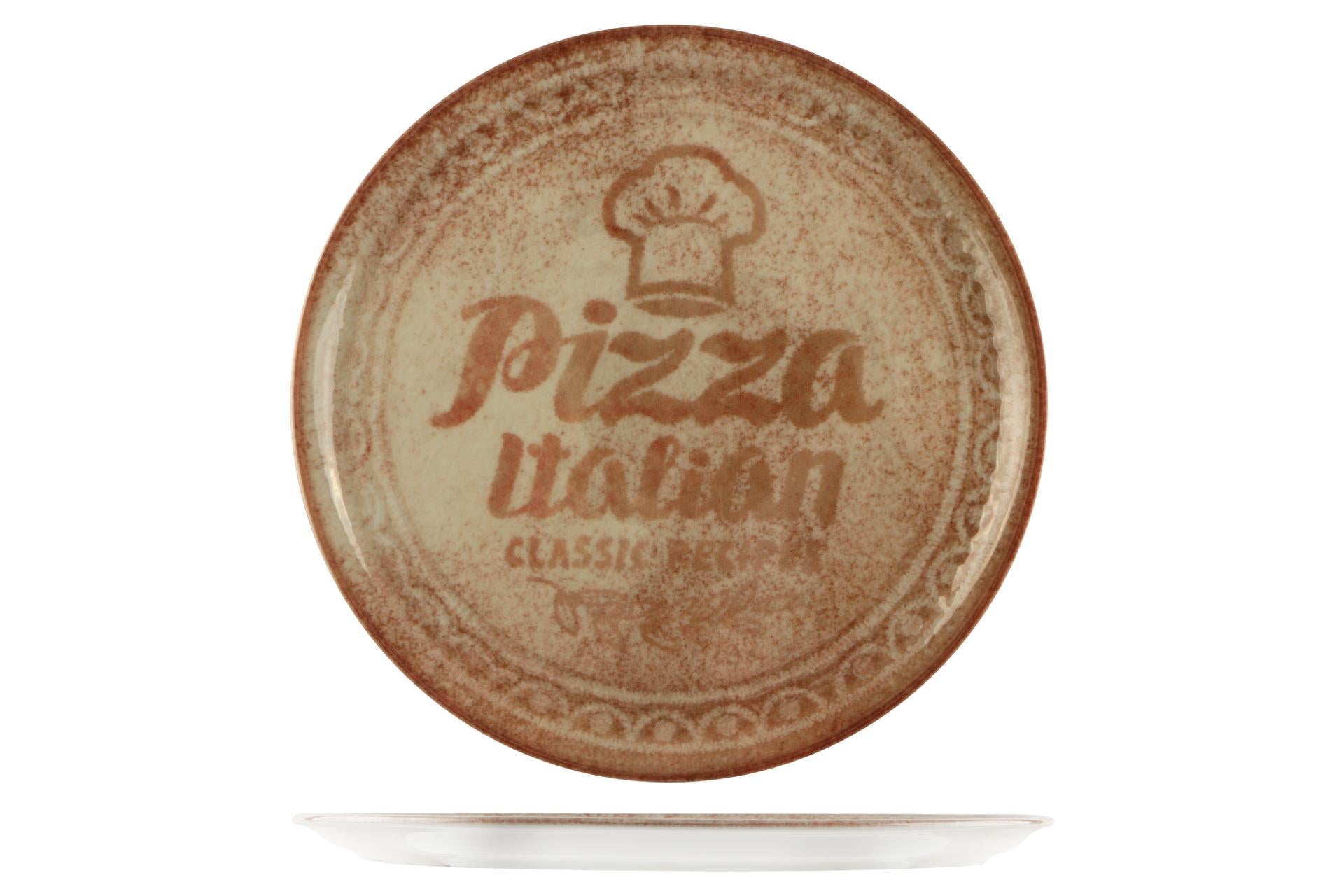 Saturnia Recipes Napoli Piatto Pizza Ø33 cm Decoro Cappello Colore Bisquit - Set 6 Pz