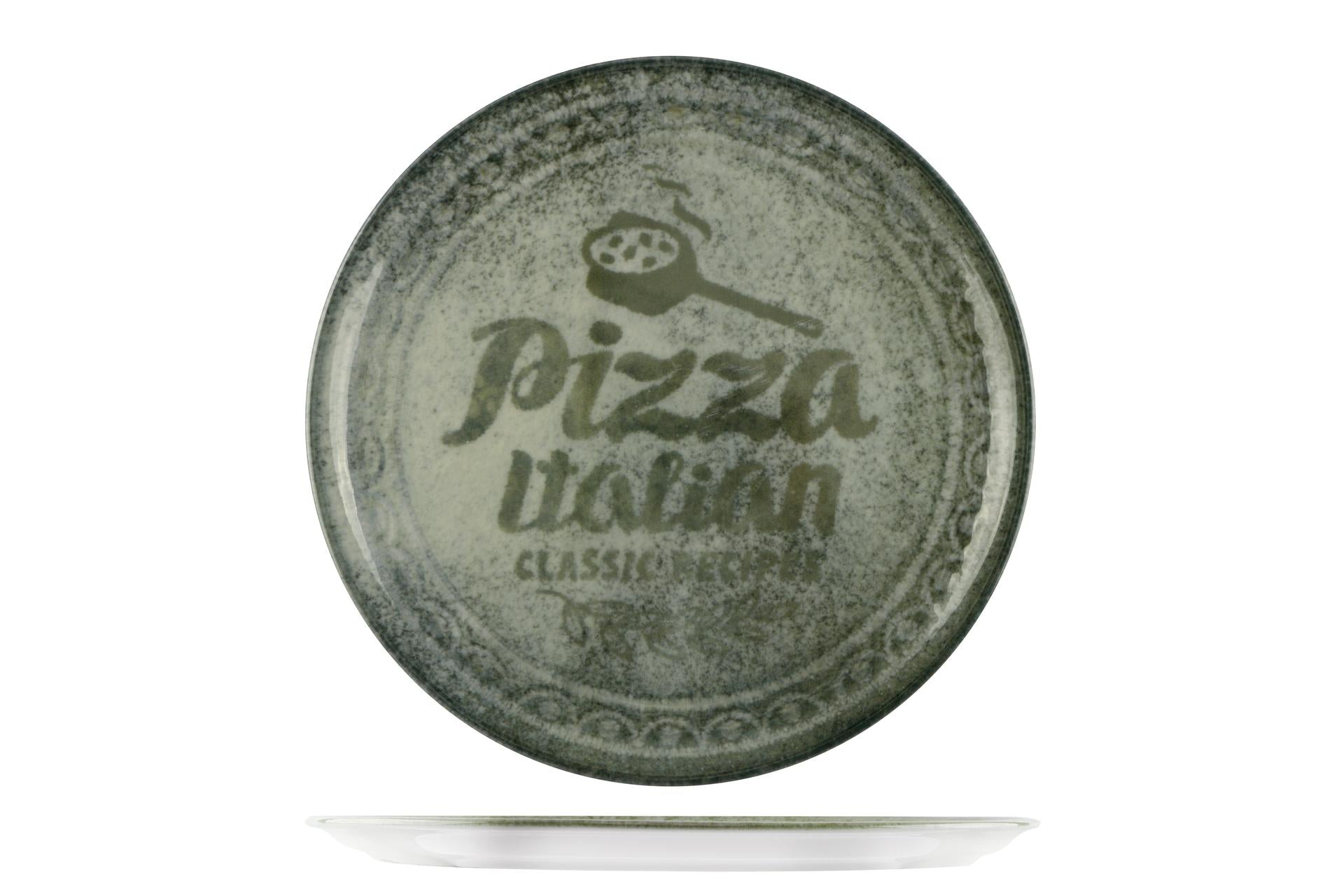 Saturnia Recipes Napoli Piatto Pizza Ø31 cm Con Pala - Colore Verde - Set 6 Pz