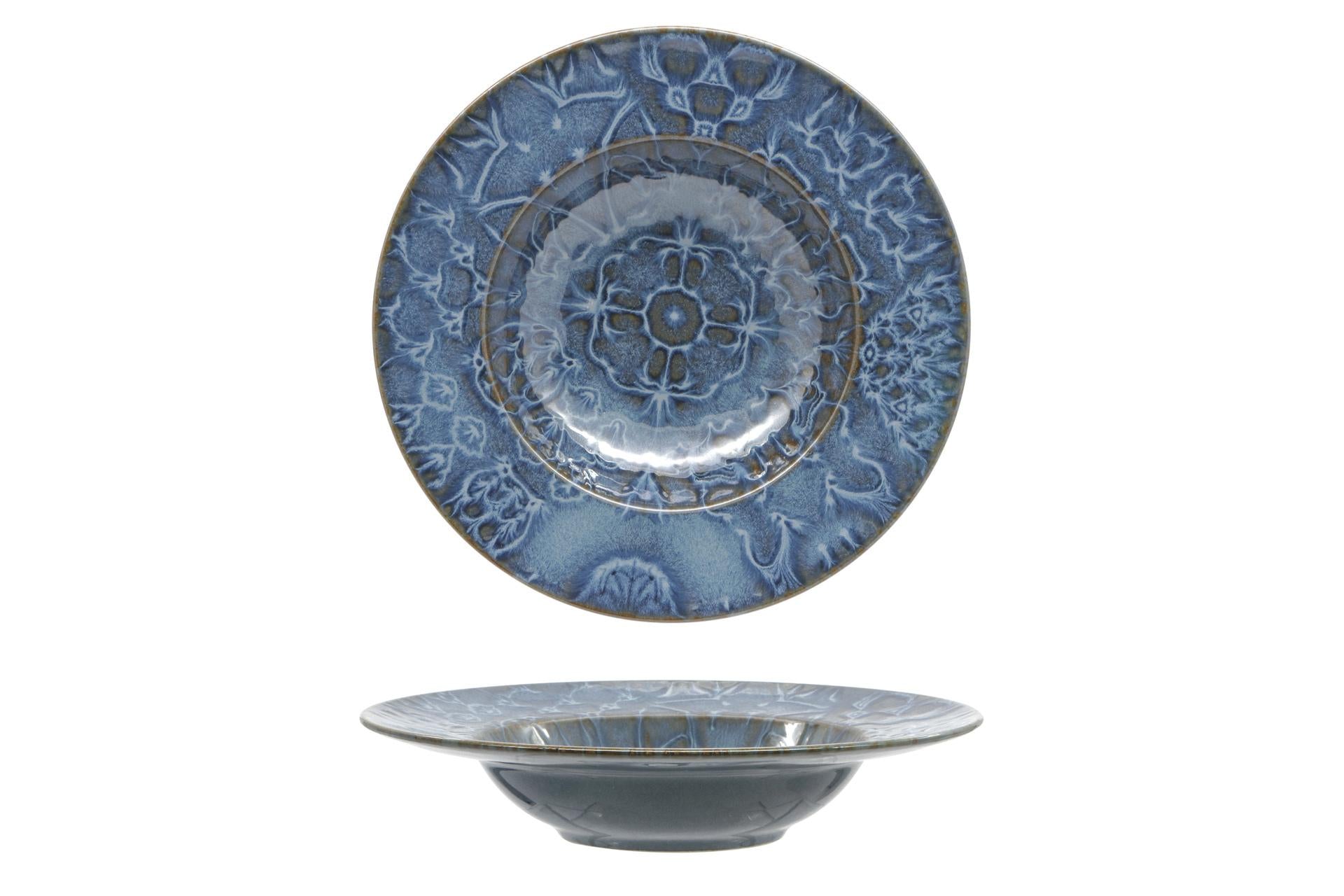 Mesa Ceramics Azulejo Pasta Bowl Ø27 cm - Collezione Contemporanea In Stoneware Decorato Maiolica Portoghese - Set 4 Pz