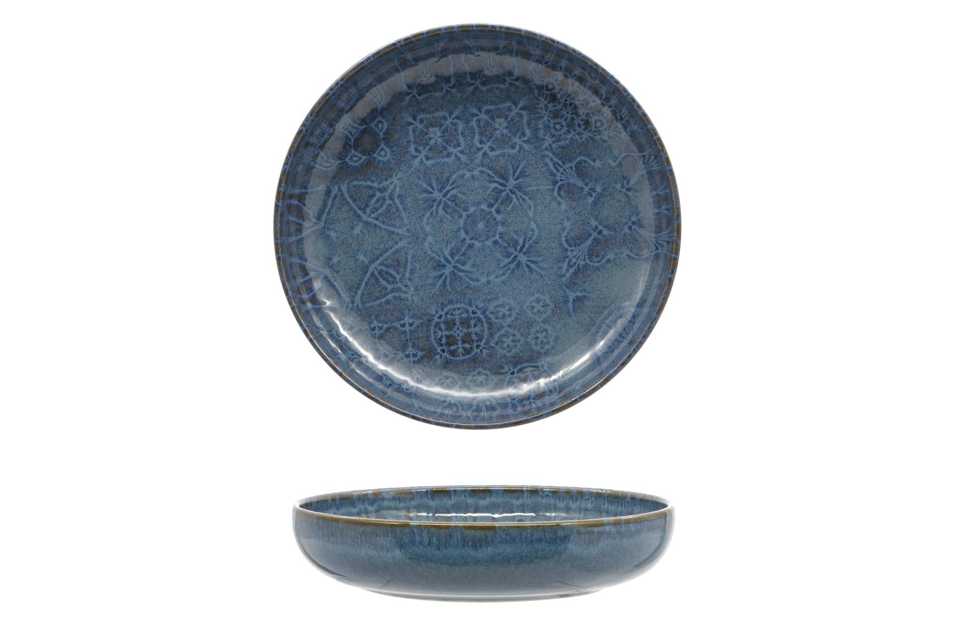 Mesa Ceramics Azulejo Piatto Fondo Ø22 cm In Stoneware Decorato Maiolica Portoghese - Set 4 Pz