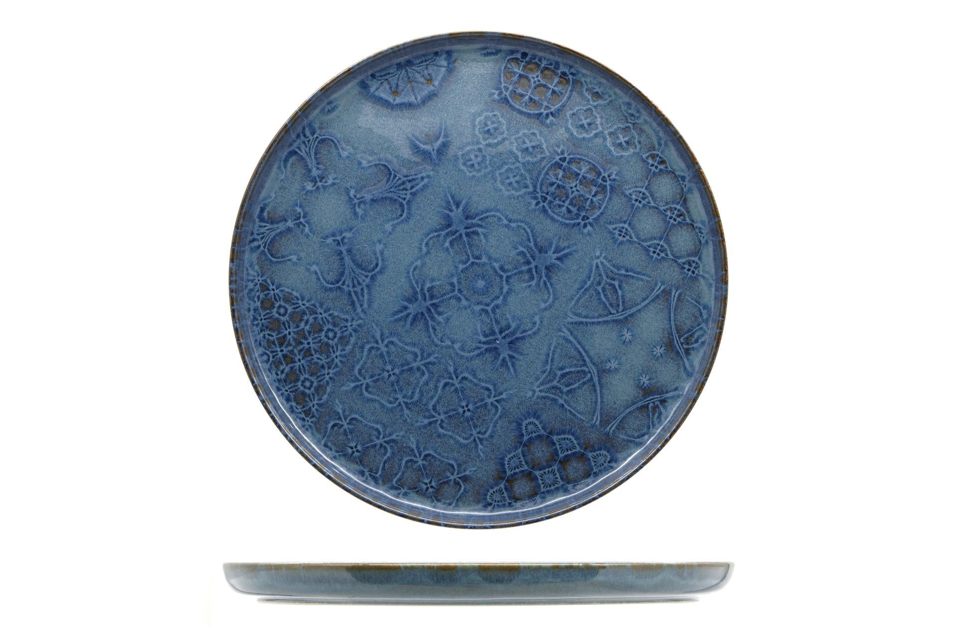 Mesa Ceramics Azulejo Piatto Piano Bordo Alto Ø28 cm In Stoneware Decorato Maiolica Portoghese - Set 4 Pz