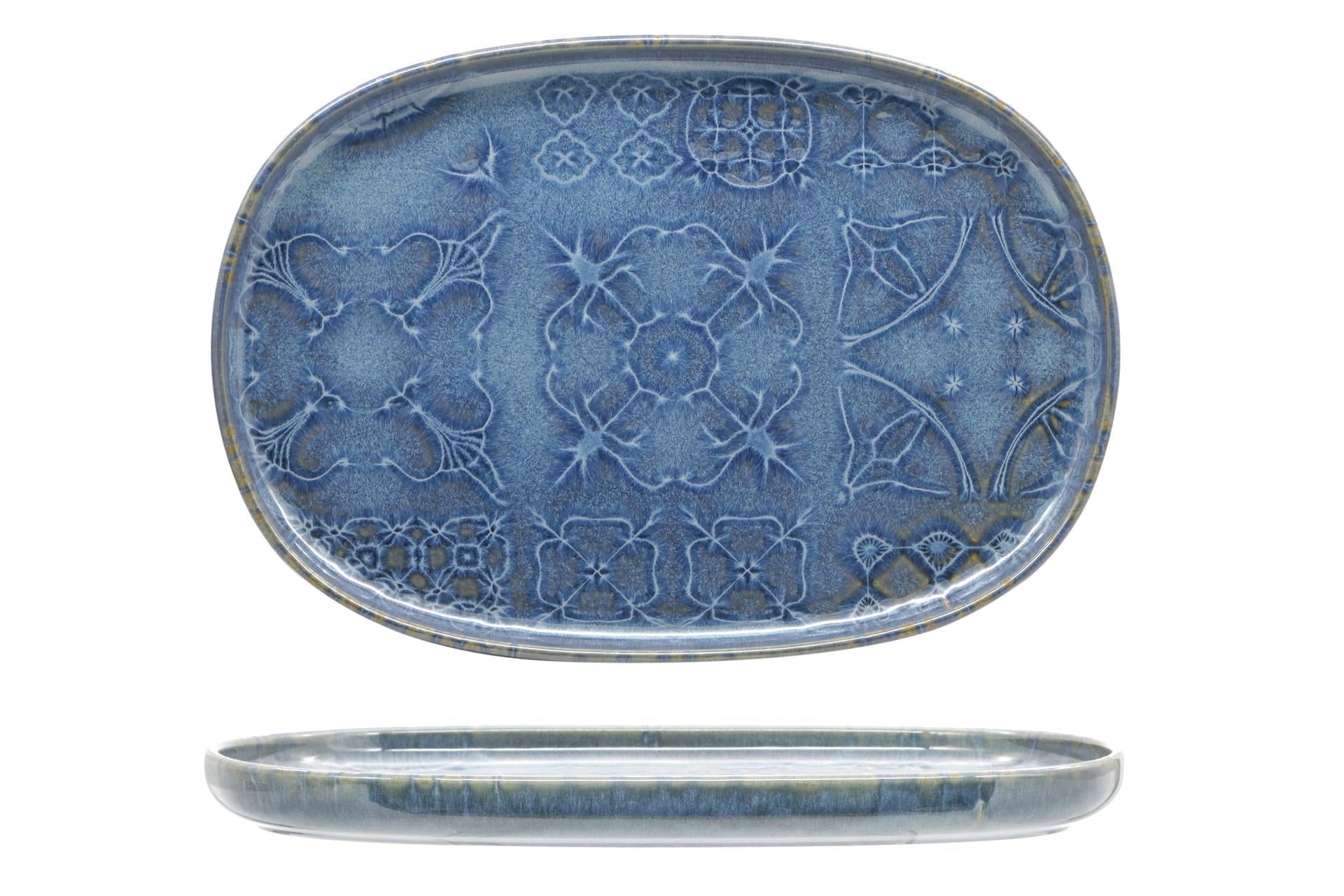 Mesa Ceramics Azulejo Vassoio Ovale 33 x 23 cm In Stoneware Decorato Maiolica Portoghese - Set 4 Pz