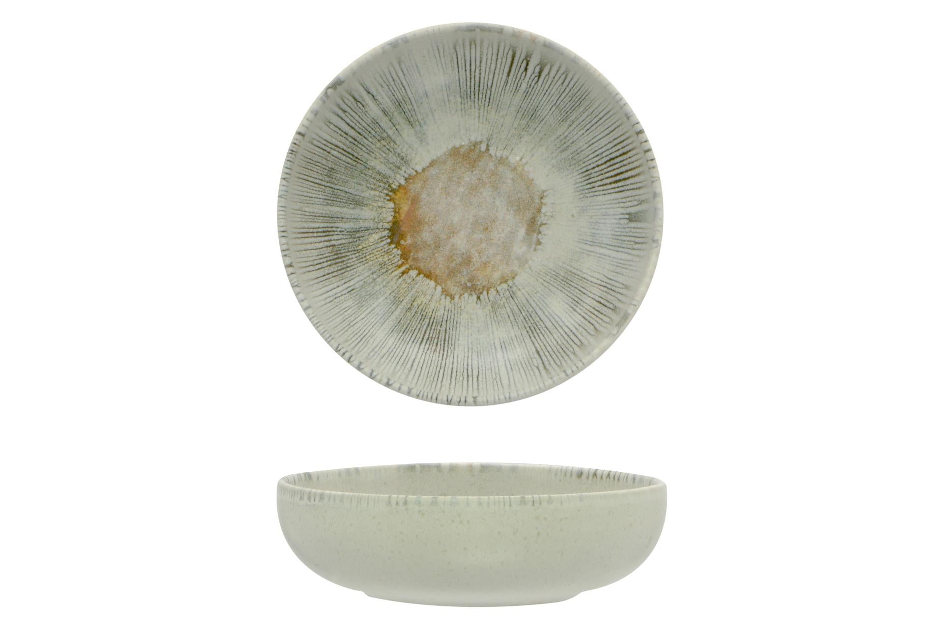 Mesa Ceramics Ninphea Coppetta Ø16 cm In Stoneware Opaco Con Decoro Floreale Astratto - Set 4 Pz