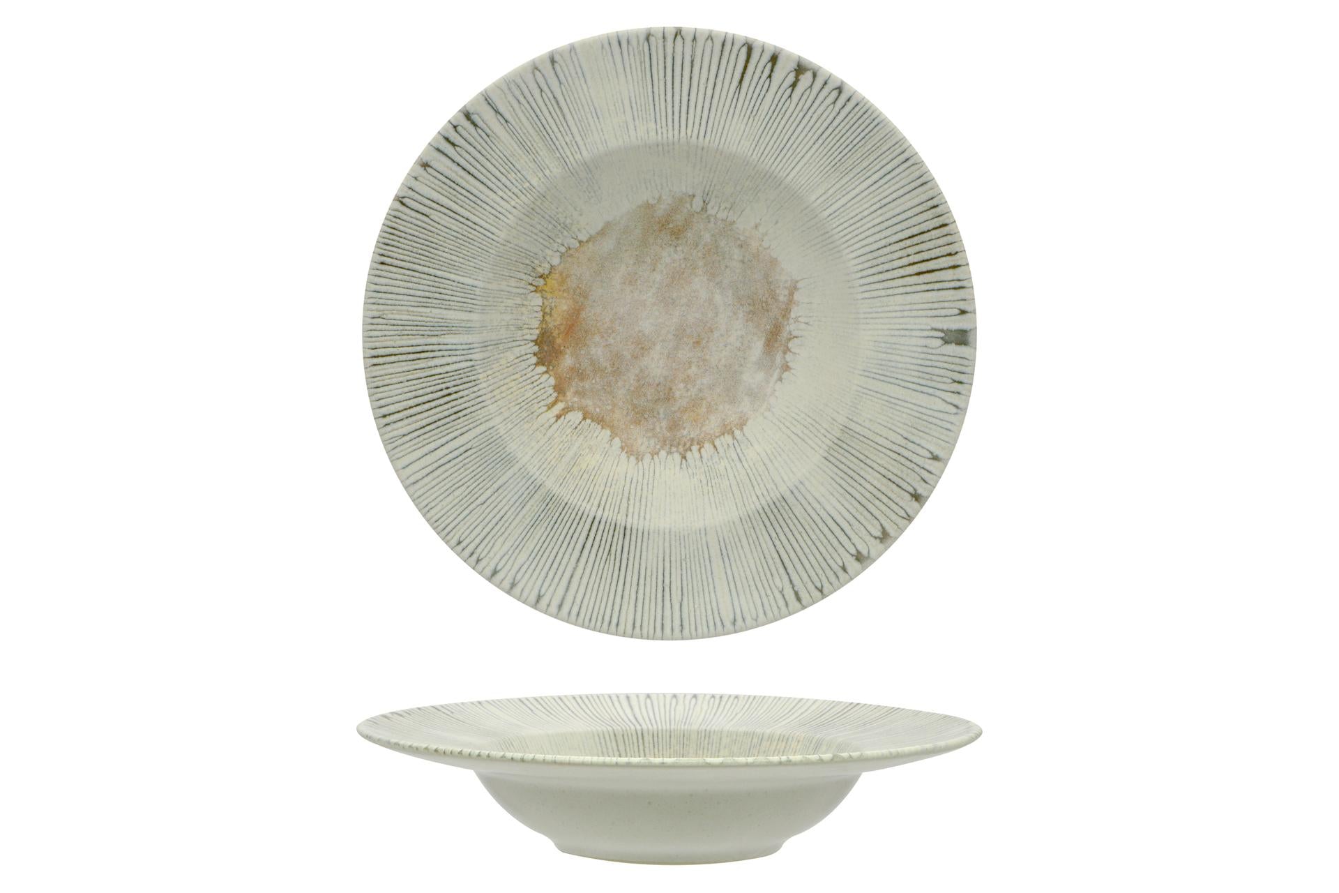 Mesa Ceramics Ninphea Pasta Bowl Ø27 cm In Stoneware Effetto Opaco Con Decoro Astratto - Set 4 Pz
