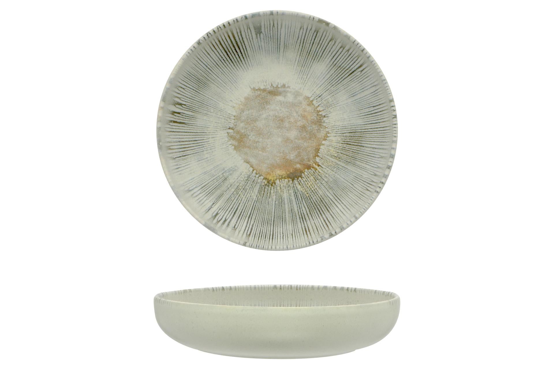 Mesa Ceramics Ninphea Piatto Fondo Ø22 cm In Stoneware Opaco Con Decoro Astratto - Set 4 Pz