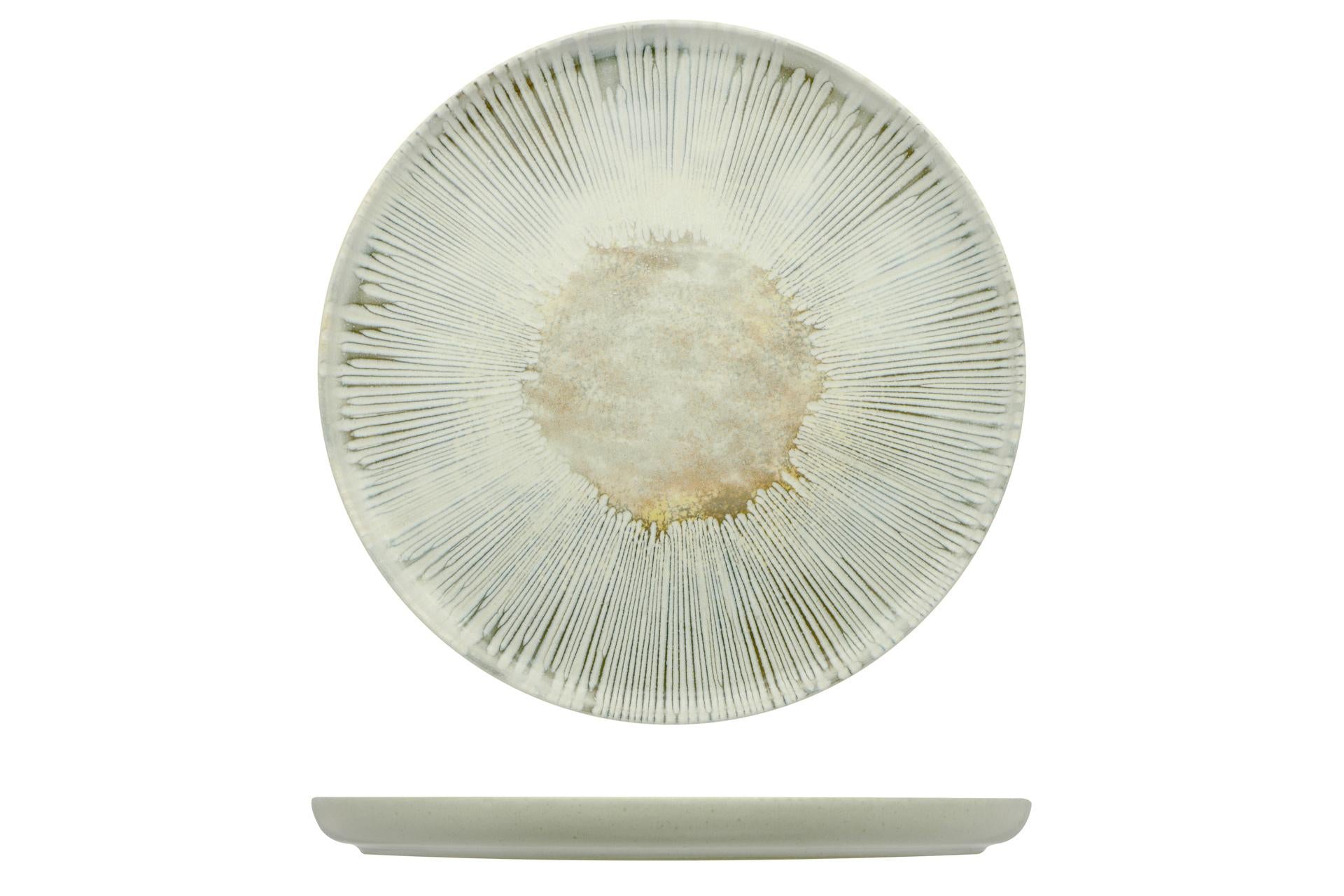 Mesa Ceramics Ninphea Piatto Piano Ø33 cm In Stoneware Opaco Con Decoro Astratto - Set 4 Pz