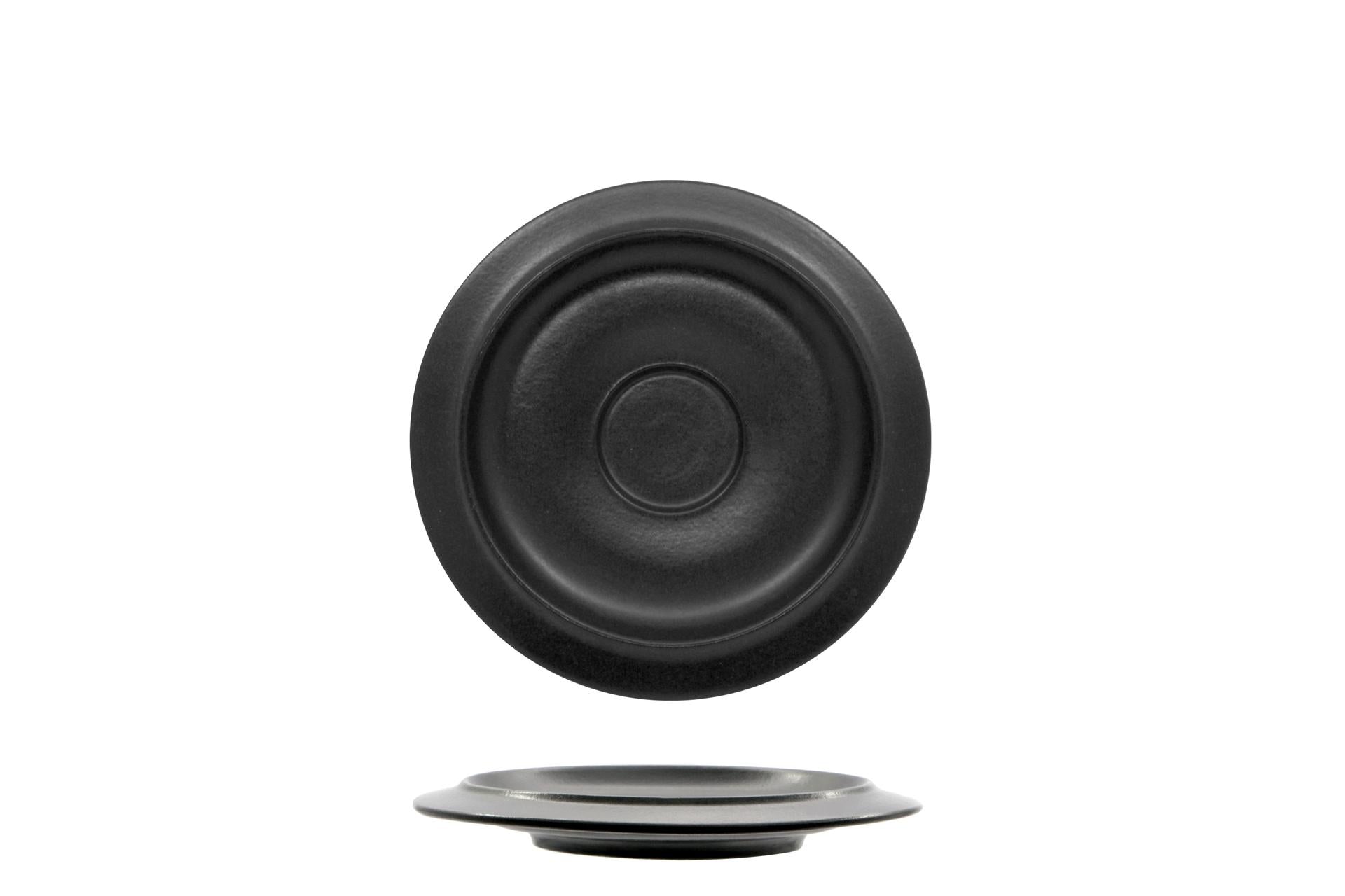 Ariane Kama Nero Matt Piatto per Tazza Caffè Ø12 cm In Porcellana Alluminica - Set 12 Pz