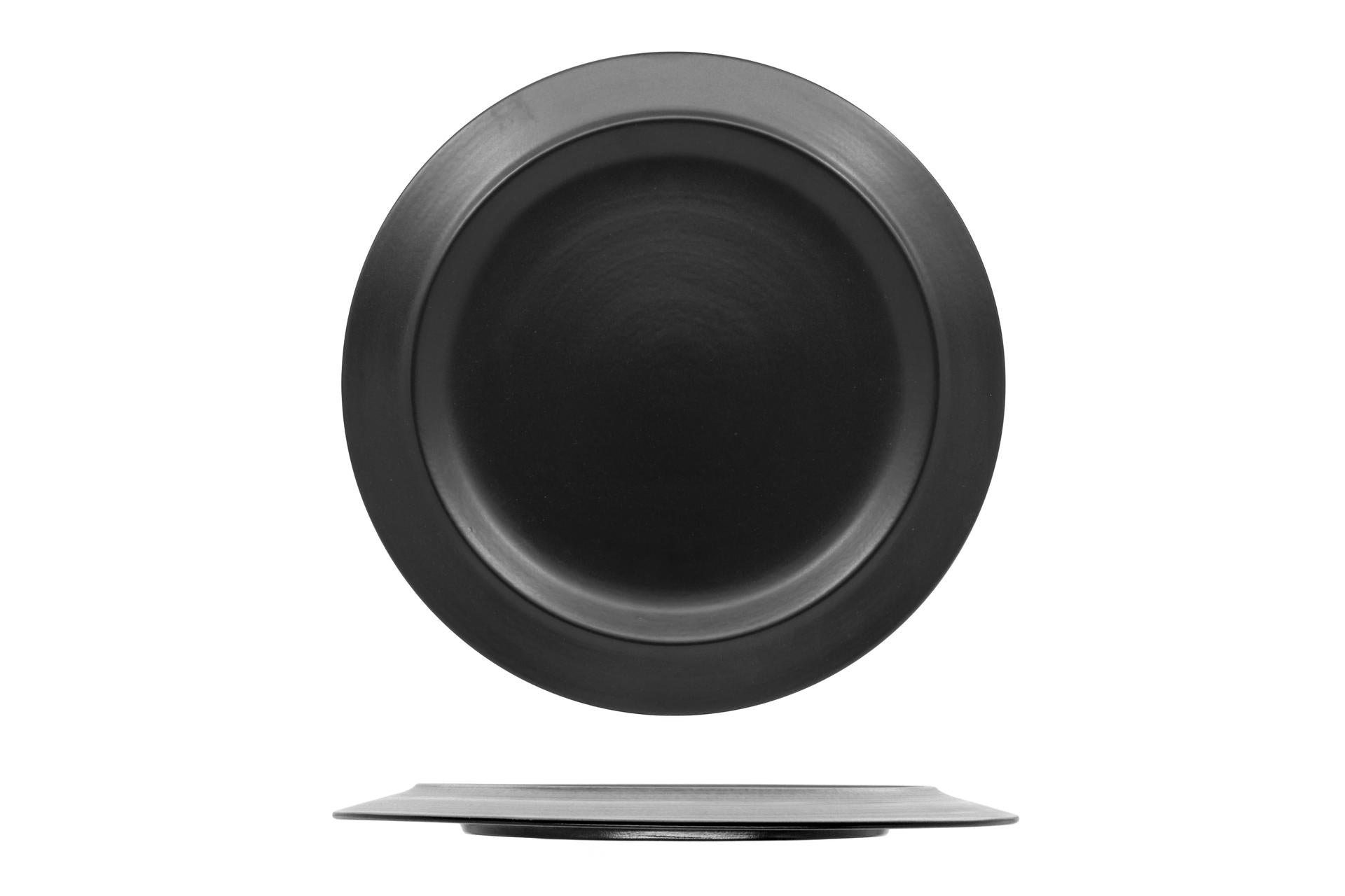 Ariane Kama Piatto Piano Ø31 cm Nero Matt In Porcellana Alluminica - Set 6 Pz