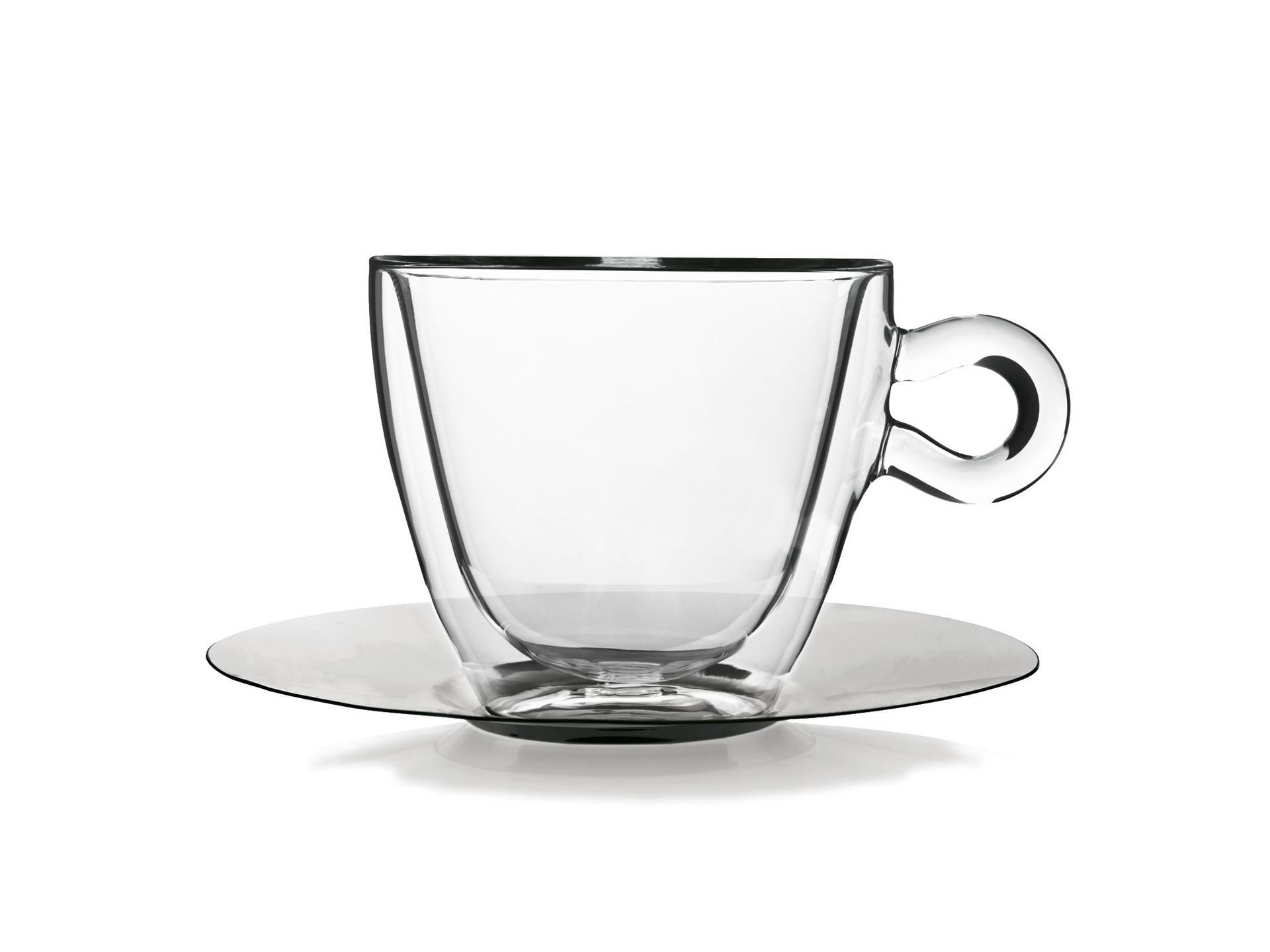 Bormioli Luigi Thermic Glass Set 2 Tazze Cappuccino 16.5 cl Con Piatto In Vetro Borosilicato Doppia Parete - Set 2 Pz