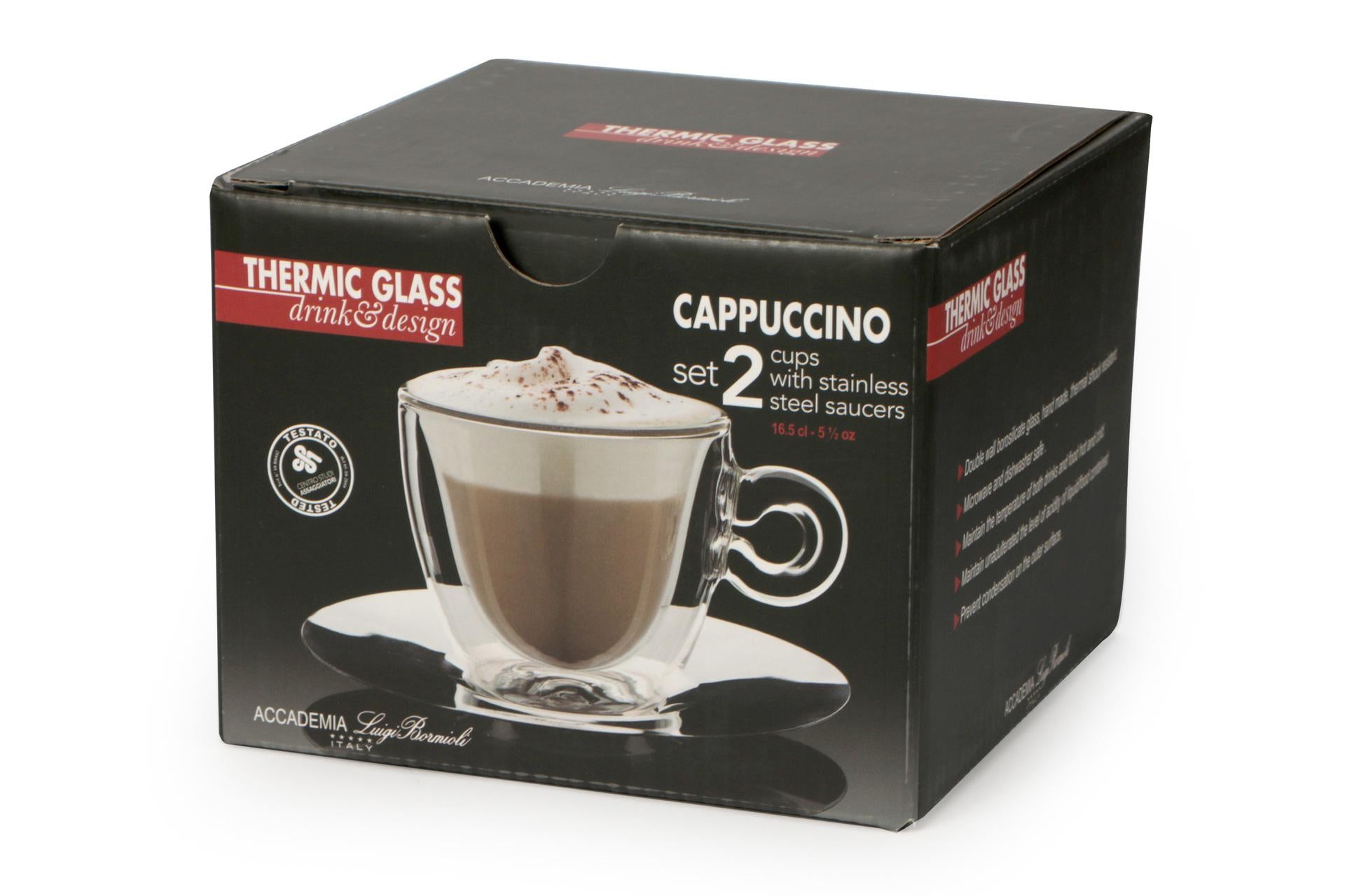 Bormioli Luigi Thermic Glass Set 2 Tazze Cappuccino 16.5 cl Con Piatto In Vetro Borosilicato Doppia Parete - Set 2 Pz 3
