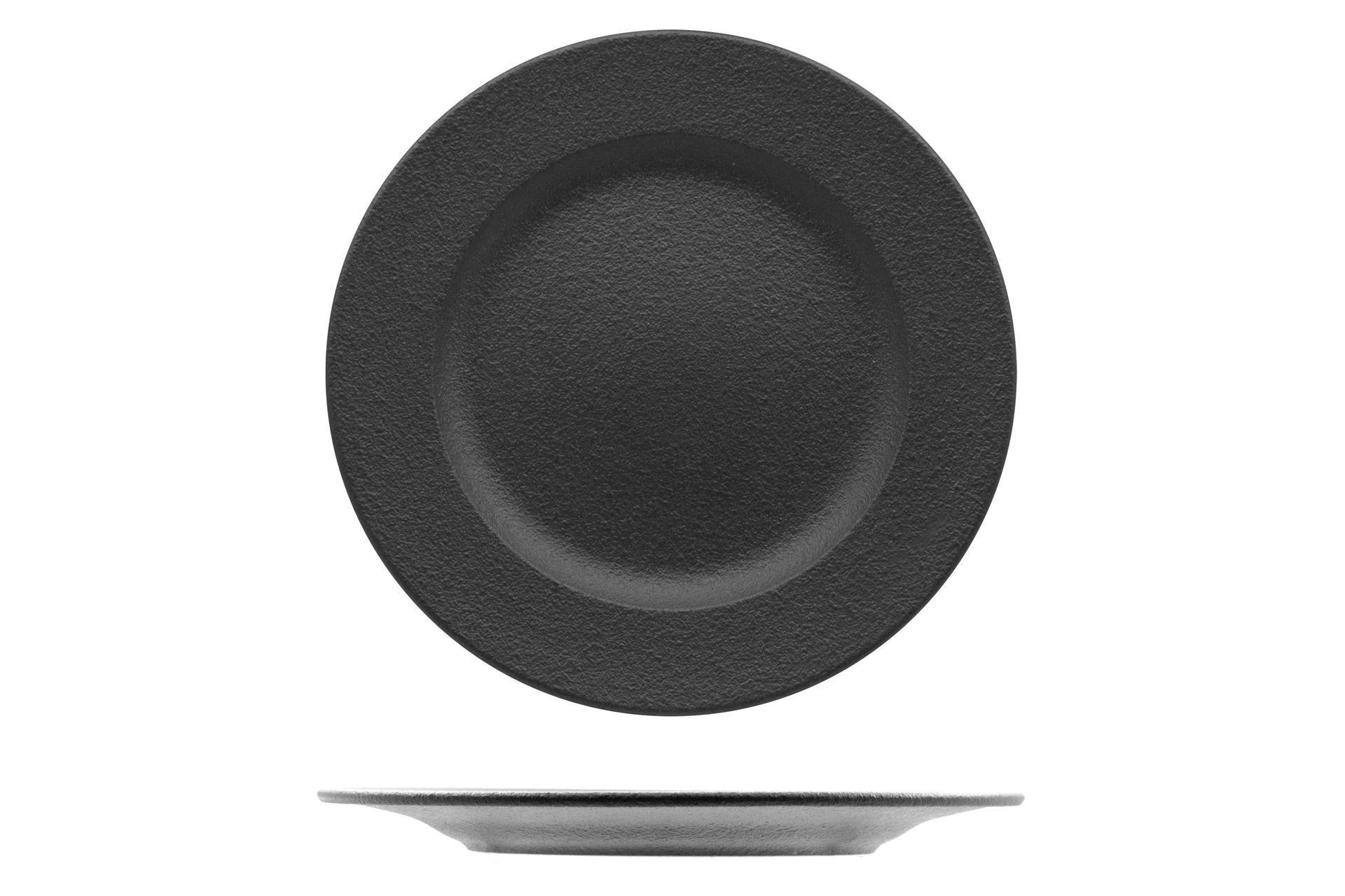 Ariane Fine Porcelain Black Dazzle Piatto Piano Ø27 cm In Allumina - Finiture Lucide e Opache - Set 12 Pz