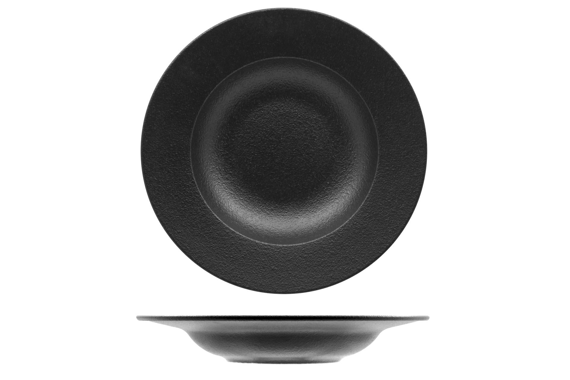 Ariane Fine Porcelain Black Dazzle Piatto Pasta Ø26 cm In Allumina - Finiture Lucide e Opache - Set 6 Pz