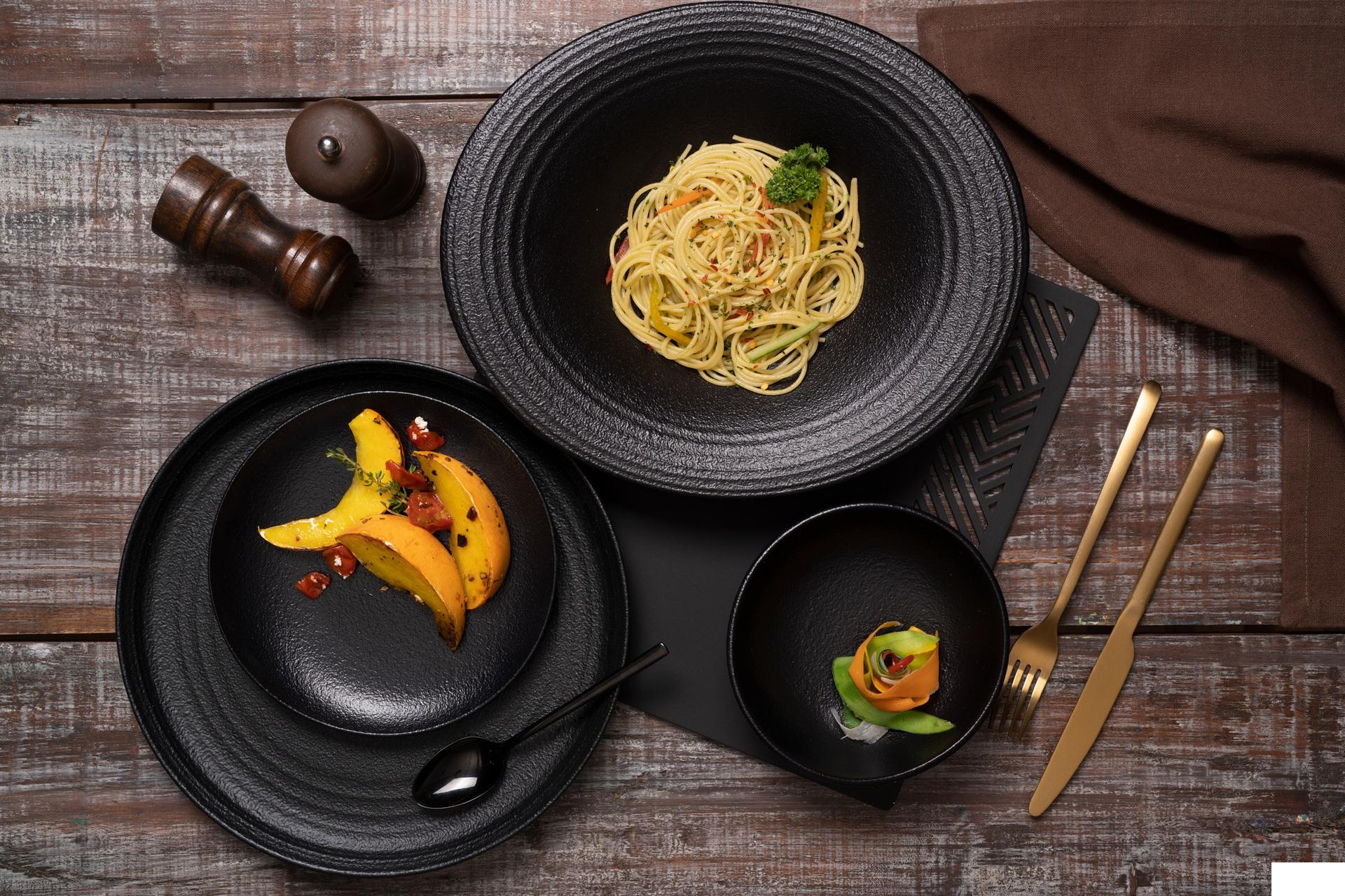 Ariane Fine Porcelain Black Dazzle Piatto Pasta Ø26 cm In Allumina - Finiture Lucide e Opache - Set 6 Pz 4