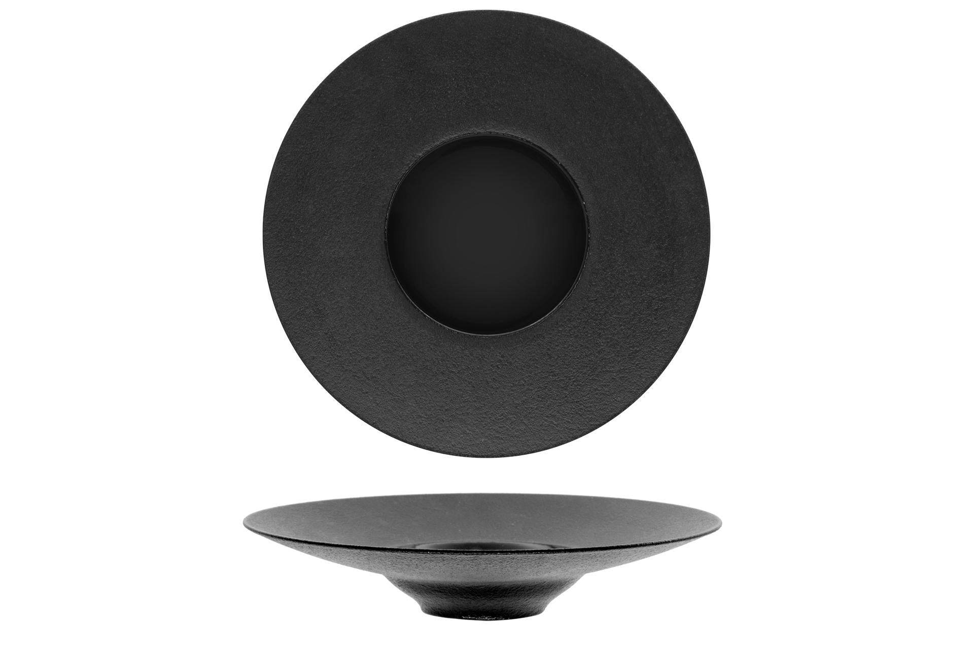 Ariane Fine Porcelain Black Dazzle Piatto Pasta Gourmet Ø28 cm In Allumina - Finiture Lucide e Opache - Set 6 Pz