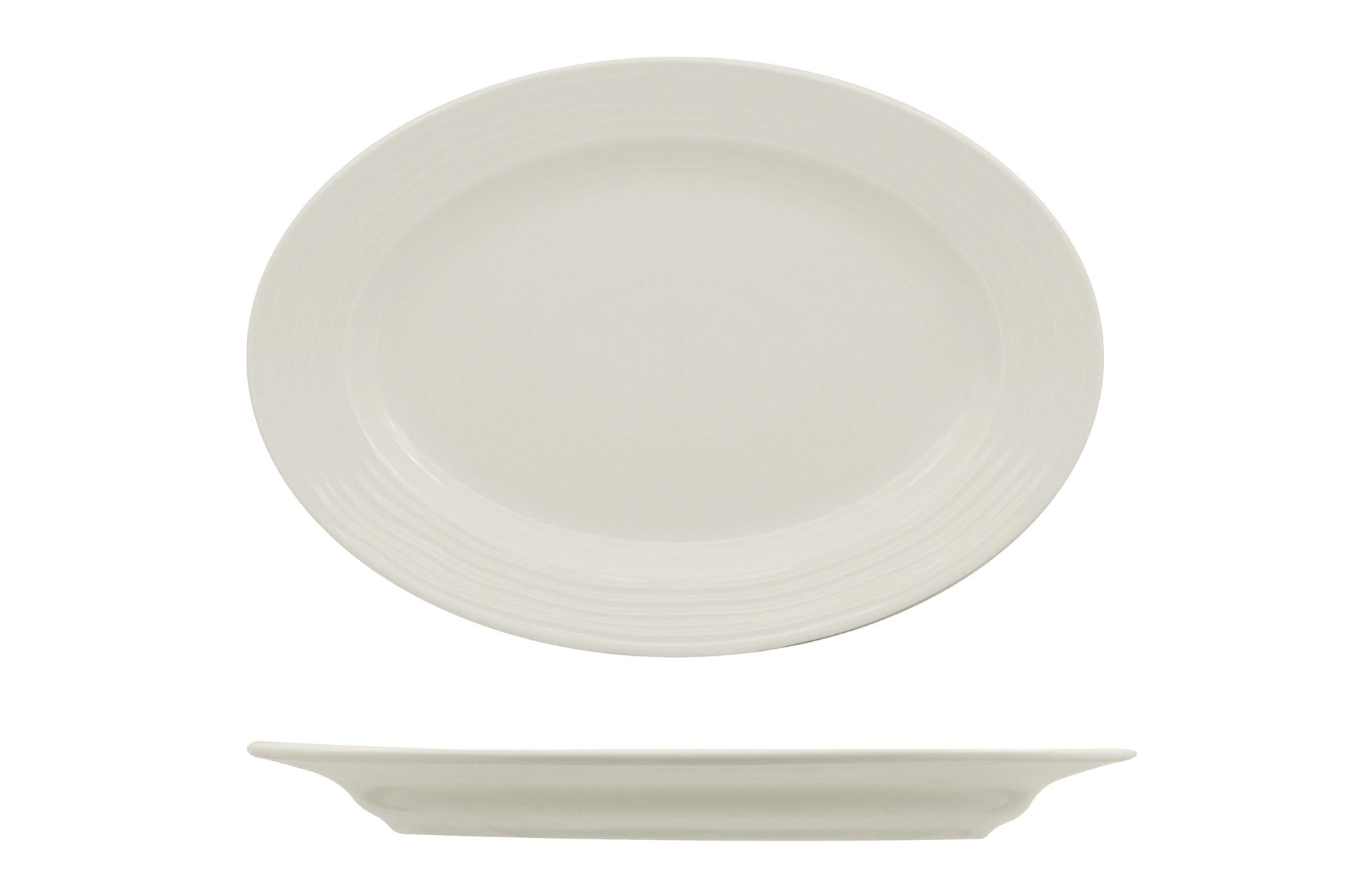 Ariane Eclipse Piatto Ovale 32 x 22 cm In Allumina Con Motivo a Rilievo - Set 6 Pz