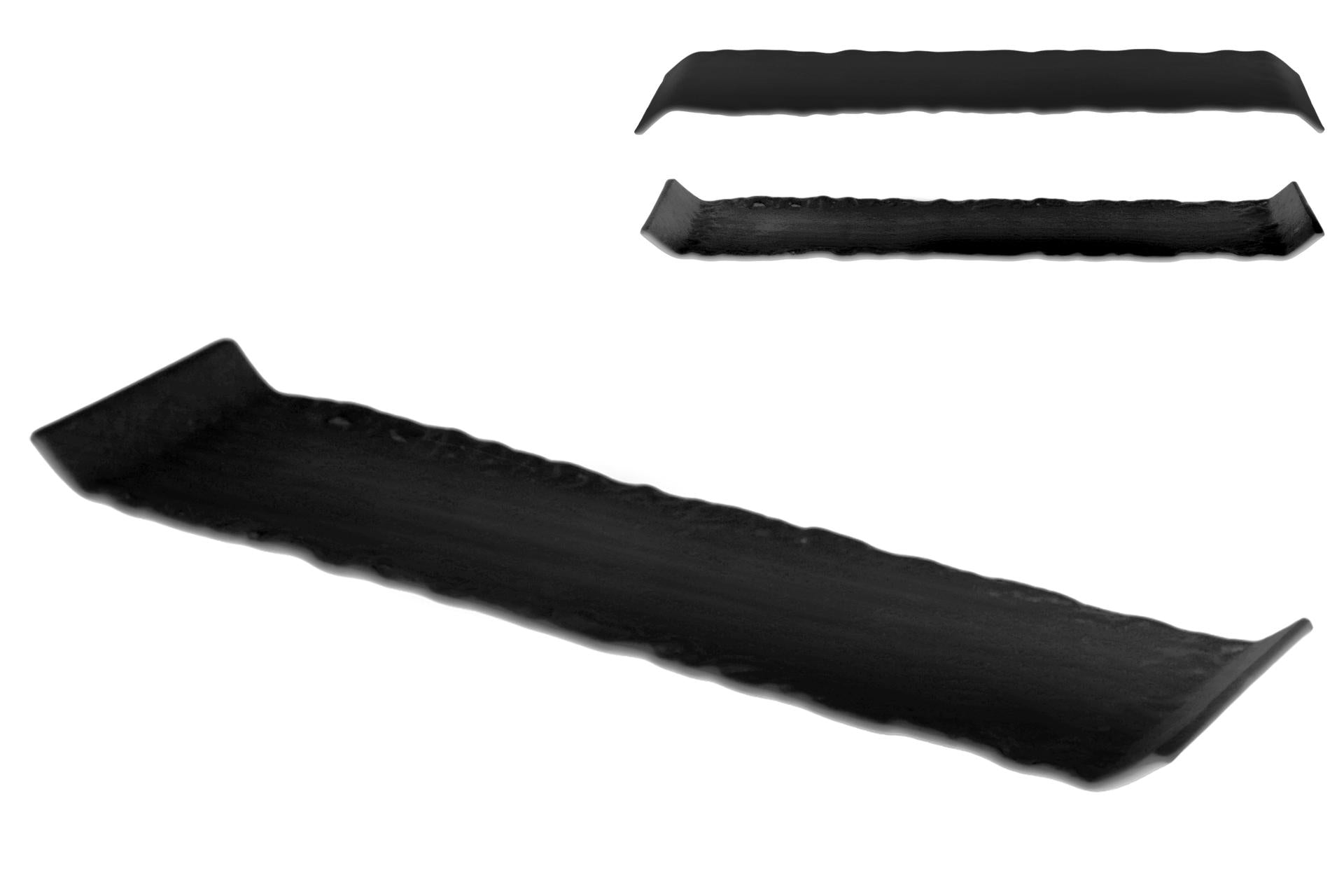 Kora Piatto Rettangolare Nero Semiopaco 30 x 8 cm In Vetro Soffiato e Dipinto a Mano - Made in Italy - Set 6 Pz