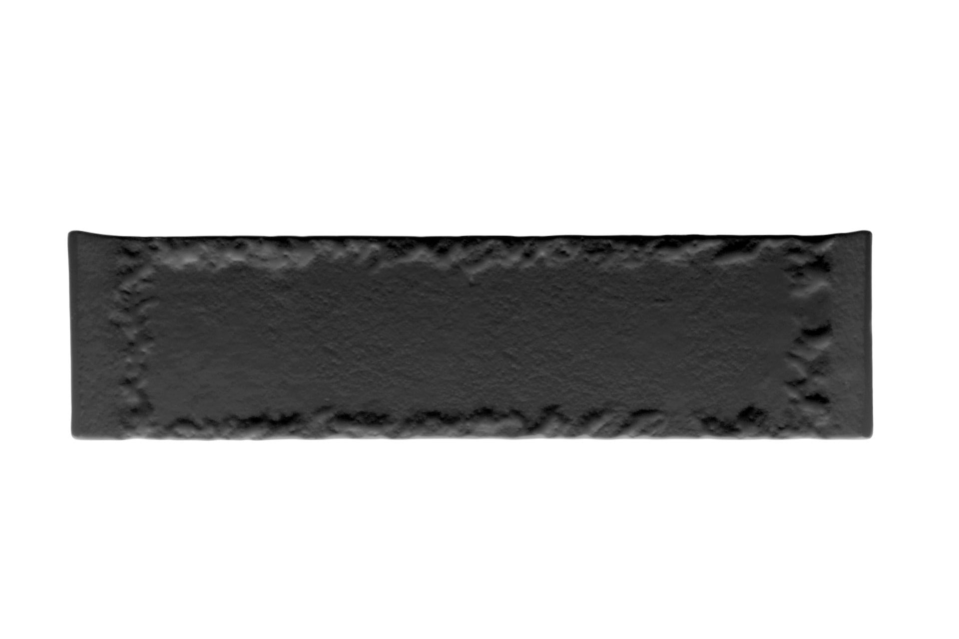 Kora Piatto Rettangolare Nero Semiopaco 30 x 8 cm In Vetro Soffiato e Dipinto a Mano - Made in Italy - Set 6 Pz