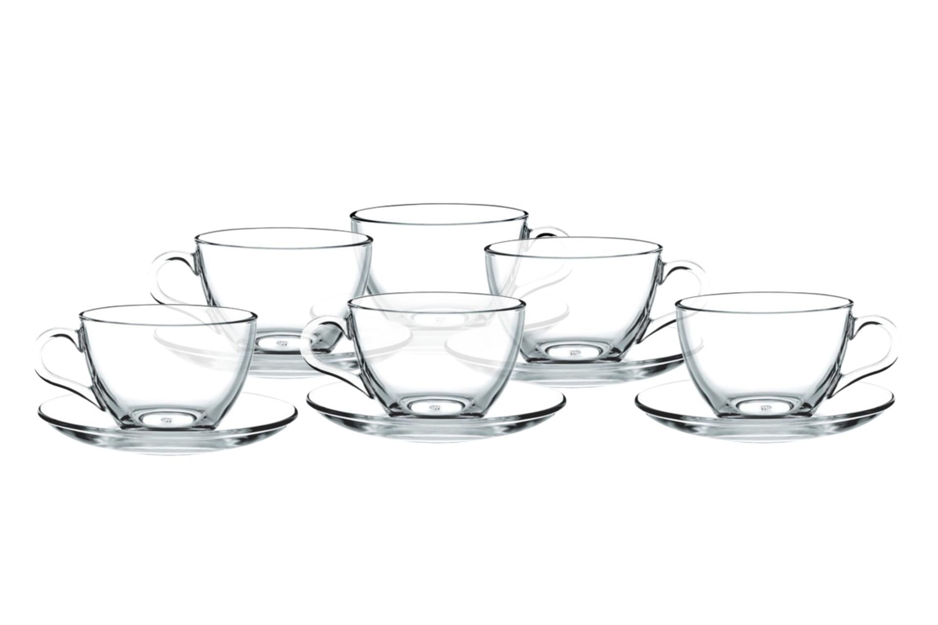 Pasabahce Basic Set 6 Tazze da Tè 215 ml Con Piattino - In Vetro Trasparente Lavabile in Lavastoviglie - Set 6 Pz