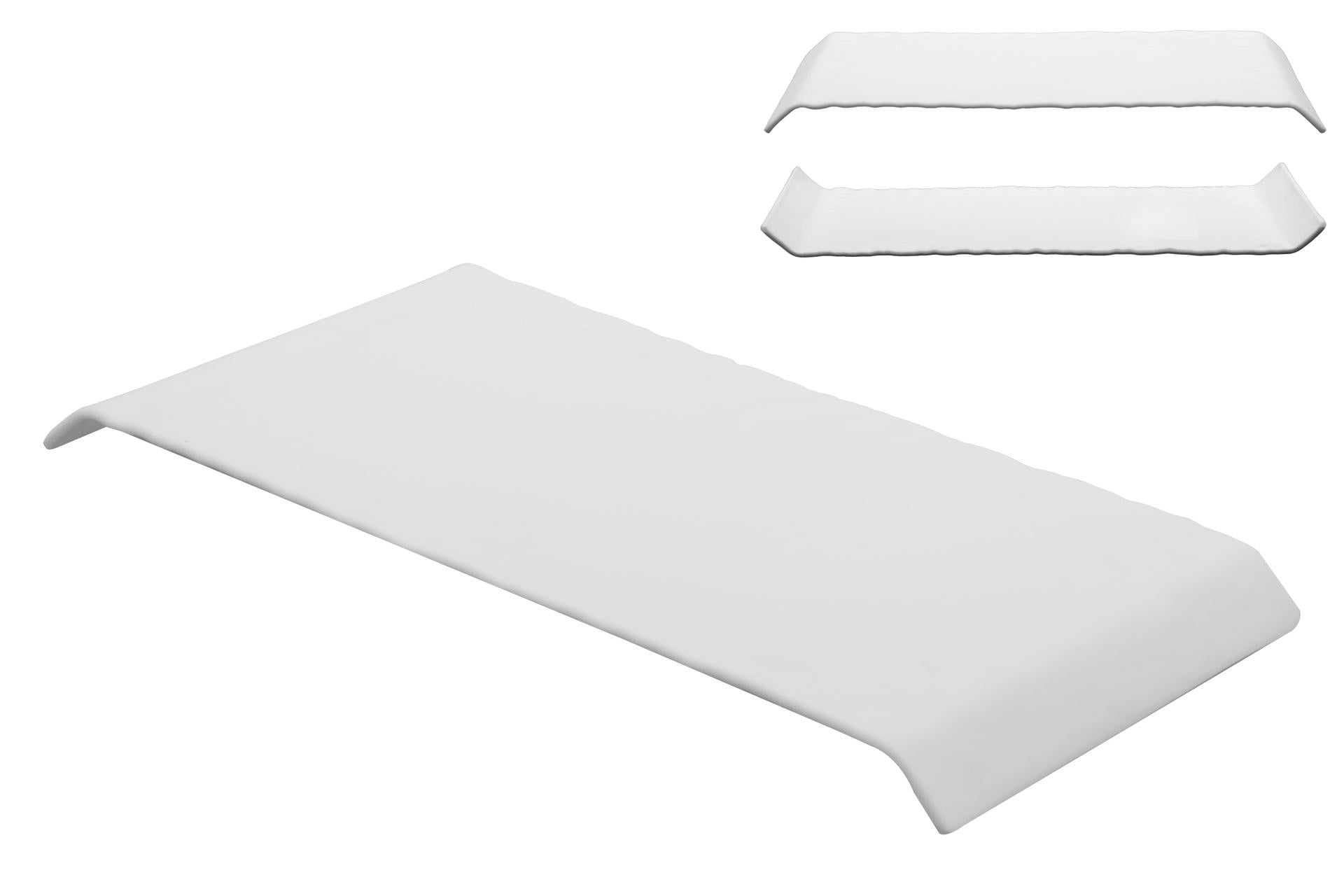 Kora Piatto Rettangolare Double-Face 30 x 14 cm Bianco Matt In Vetro Soffiato Dipinto a Mano - Made in Italy - Set 6 Pz